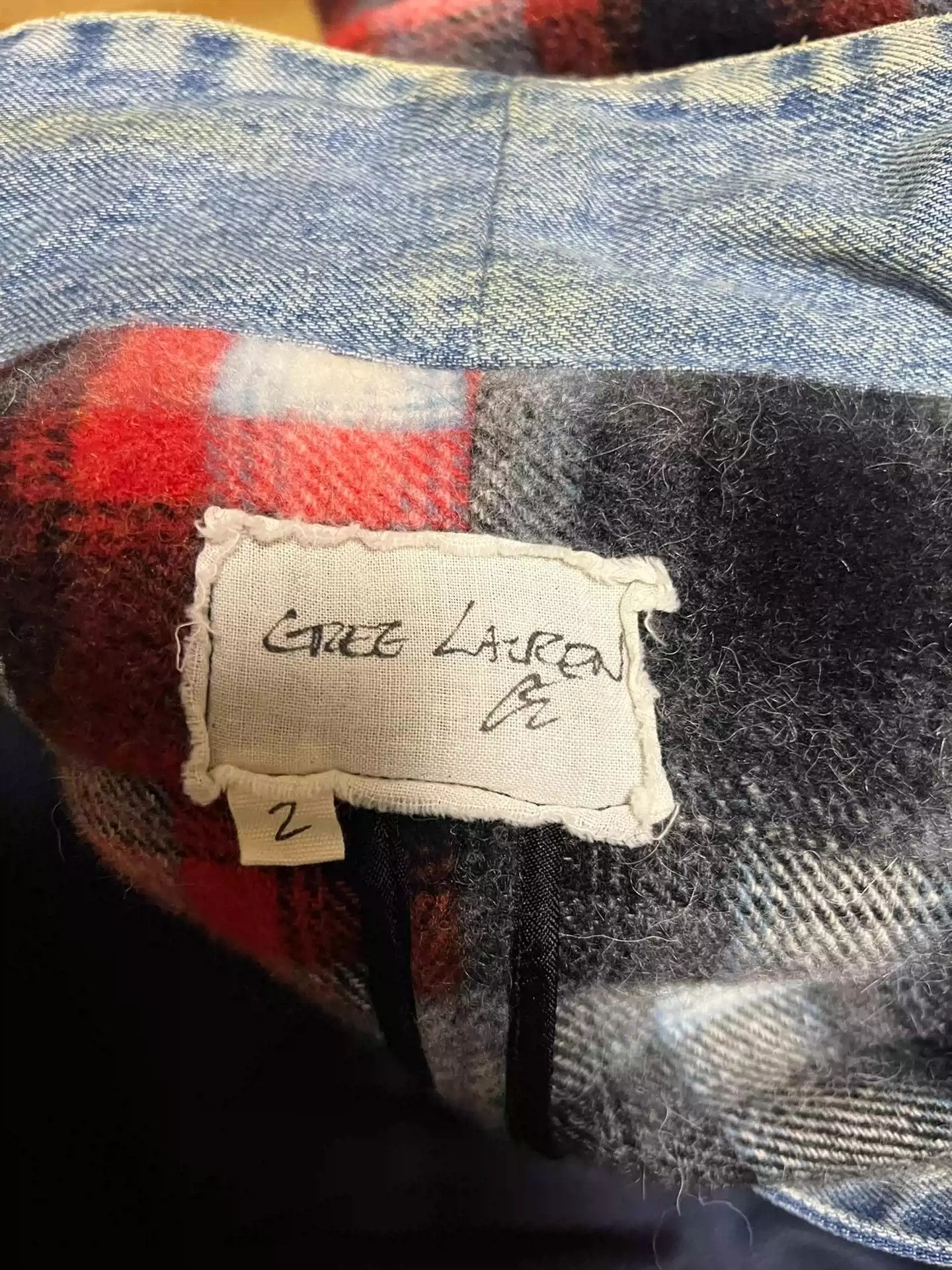 Greg Lauren Greg Lauren Patchwork Checked Shirt Size 2 Red Size US M / EU 48-50 / 2 - 3 Thumbnail