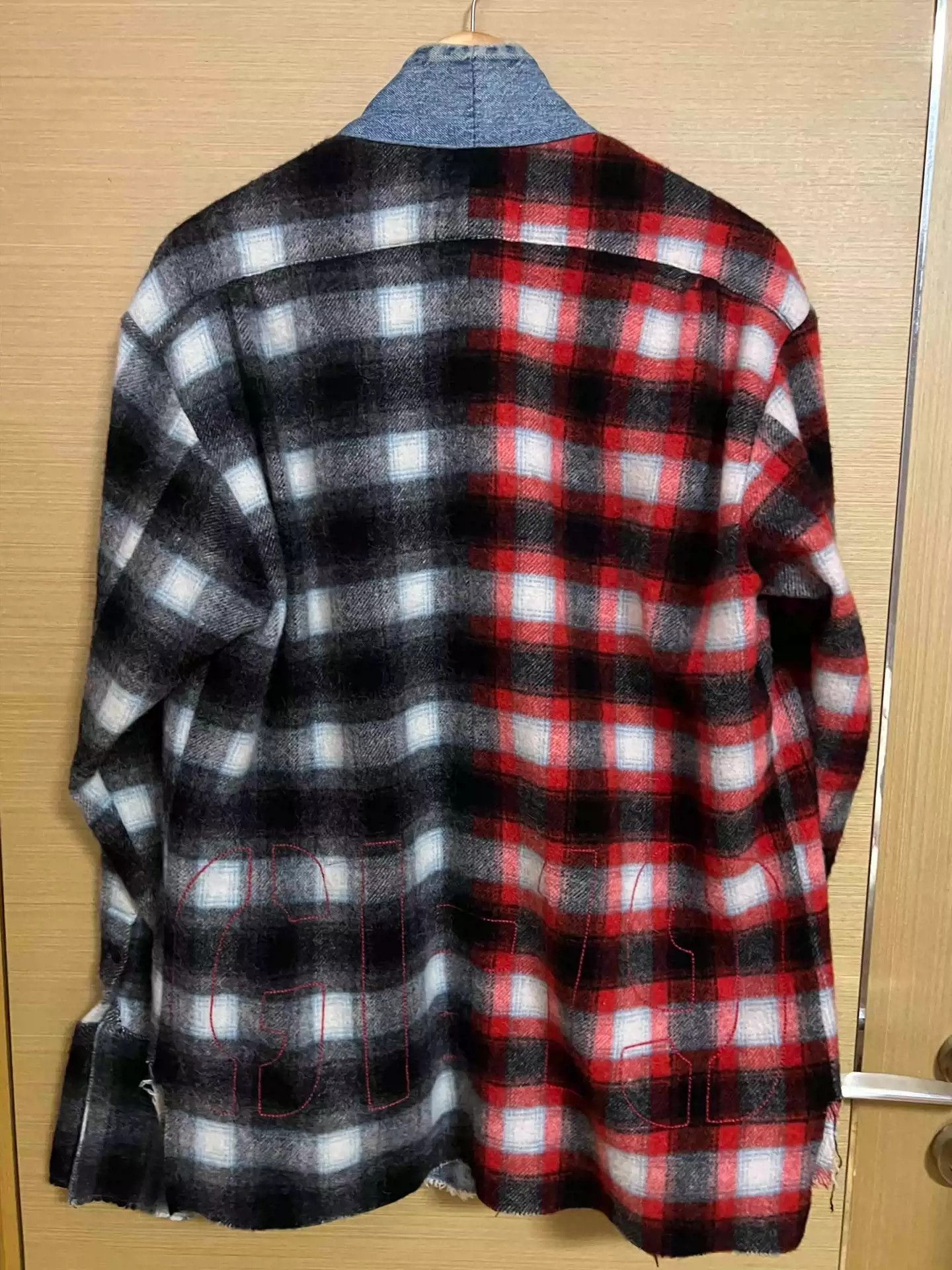 Greg Lauren Greg Lauren Patchwork Checked Shirt Size 2 Red Size US M / EU 48-50 / 2 - 2 Thumbnail