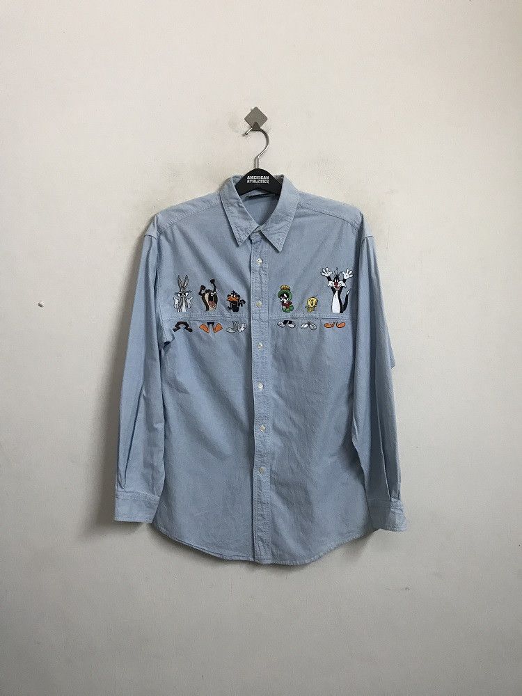 Vintage Vintage 90s Warner Bros Cartoon Characters Denim Shirt Size US M / EU 48-50 / 2 - 3 Thumbnail