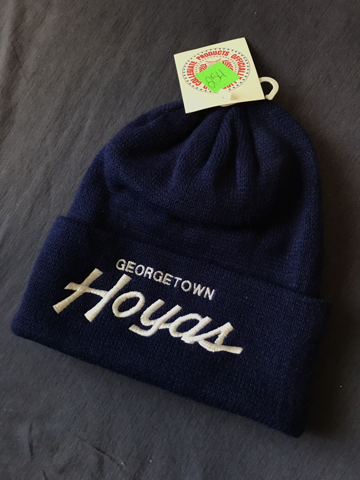 image of Vintage Ds 80's Georgetown Hoyas Sports Specialties Script Beanie in Navy, Men's