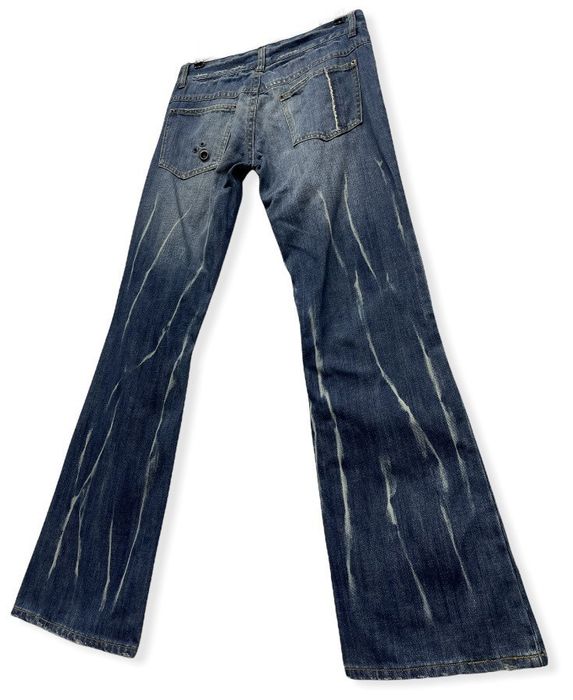 If Six Was Nine MIDAS Punk Flare Whiskers Distressed Denim Pants