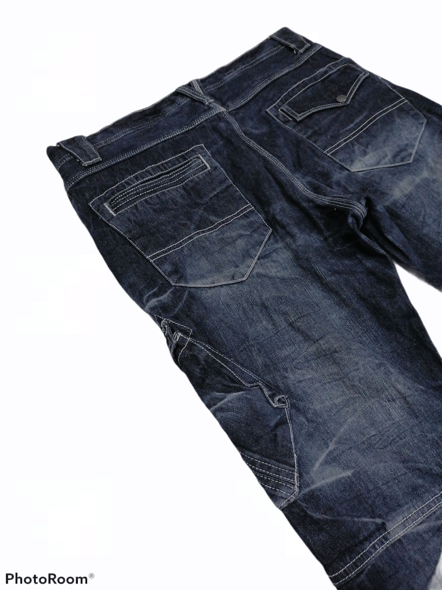 Japanese Brand 🔥Double Focus Crack Wash Design Multipocket Denim Pants🇯🇵 Size US 34 / EU 50 - 7 Thumbnail