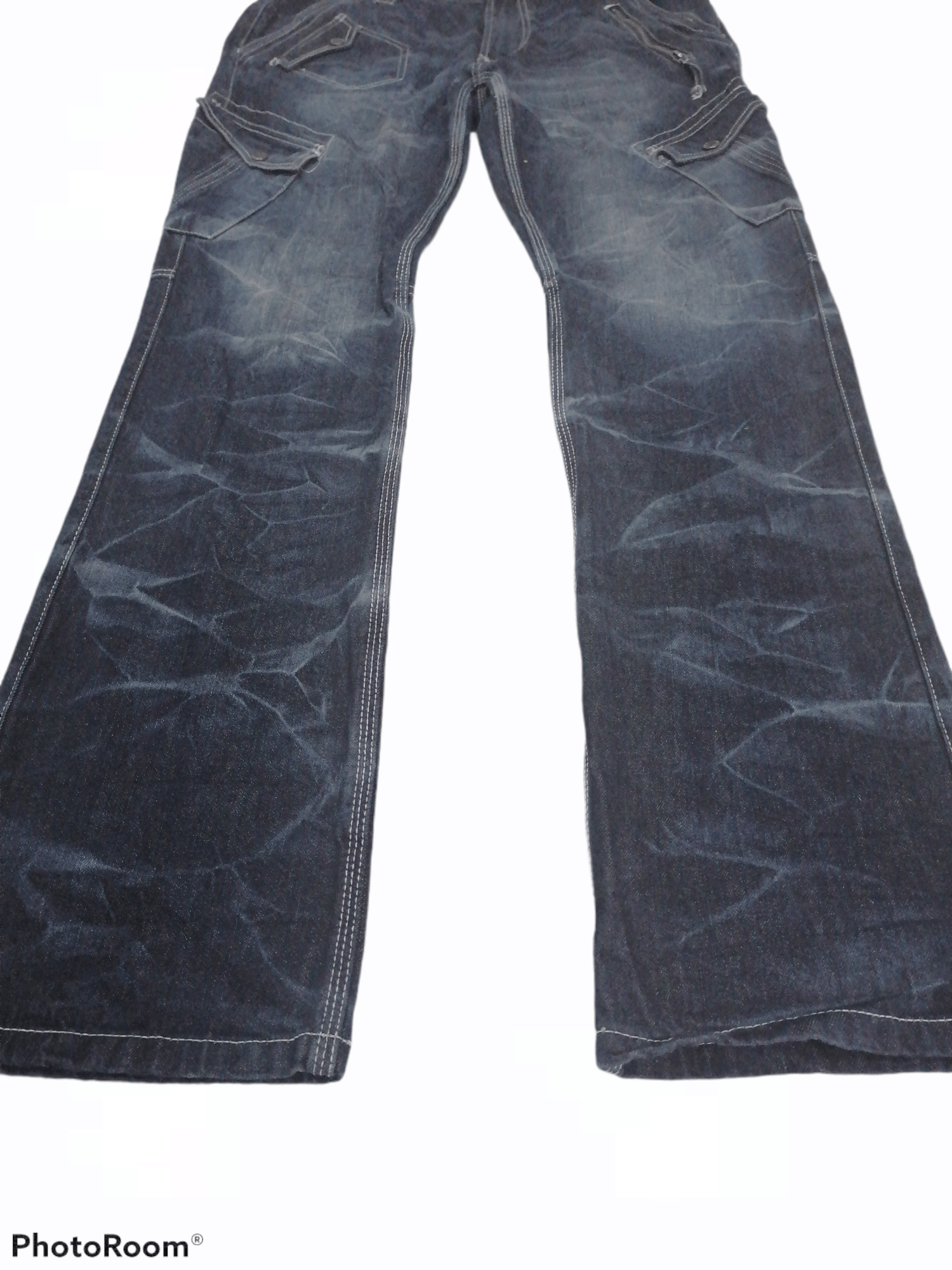 Japanese Brand 🔥Double Focus Crack Wash Design Multipocket Denim Pants🇯🇵 Size US 34 / EU 50 - 5 Thumbnail