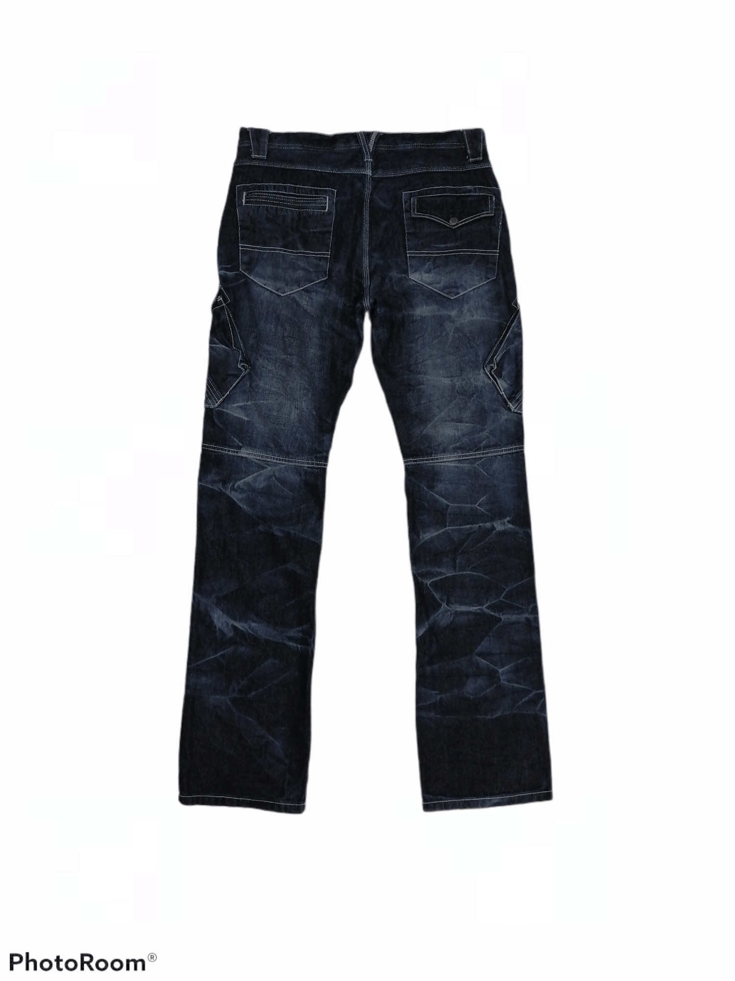 Japanese Brand 🔥Double Focus Crack Wash Design Multipocket Denim Pants🇯🇵 Size US 34 / EU 50 - 6 Thumbnail
