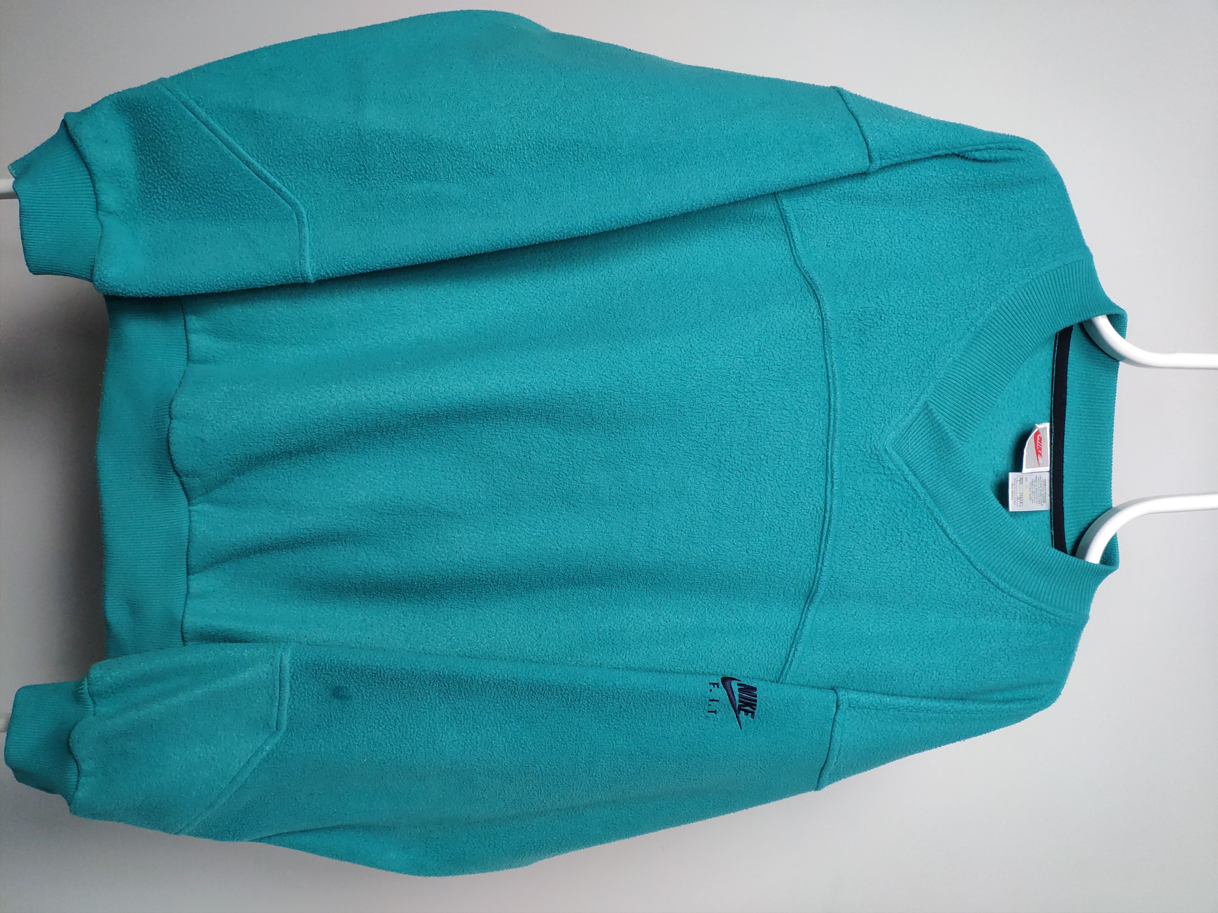 Nike × Vintage Nike FIT vintage vneck fleece sweatshirt green 80s 90s RARE Size US L / EU 52-54 / 3 - 1 Thumbnail