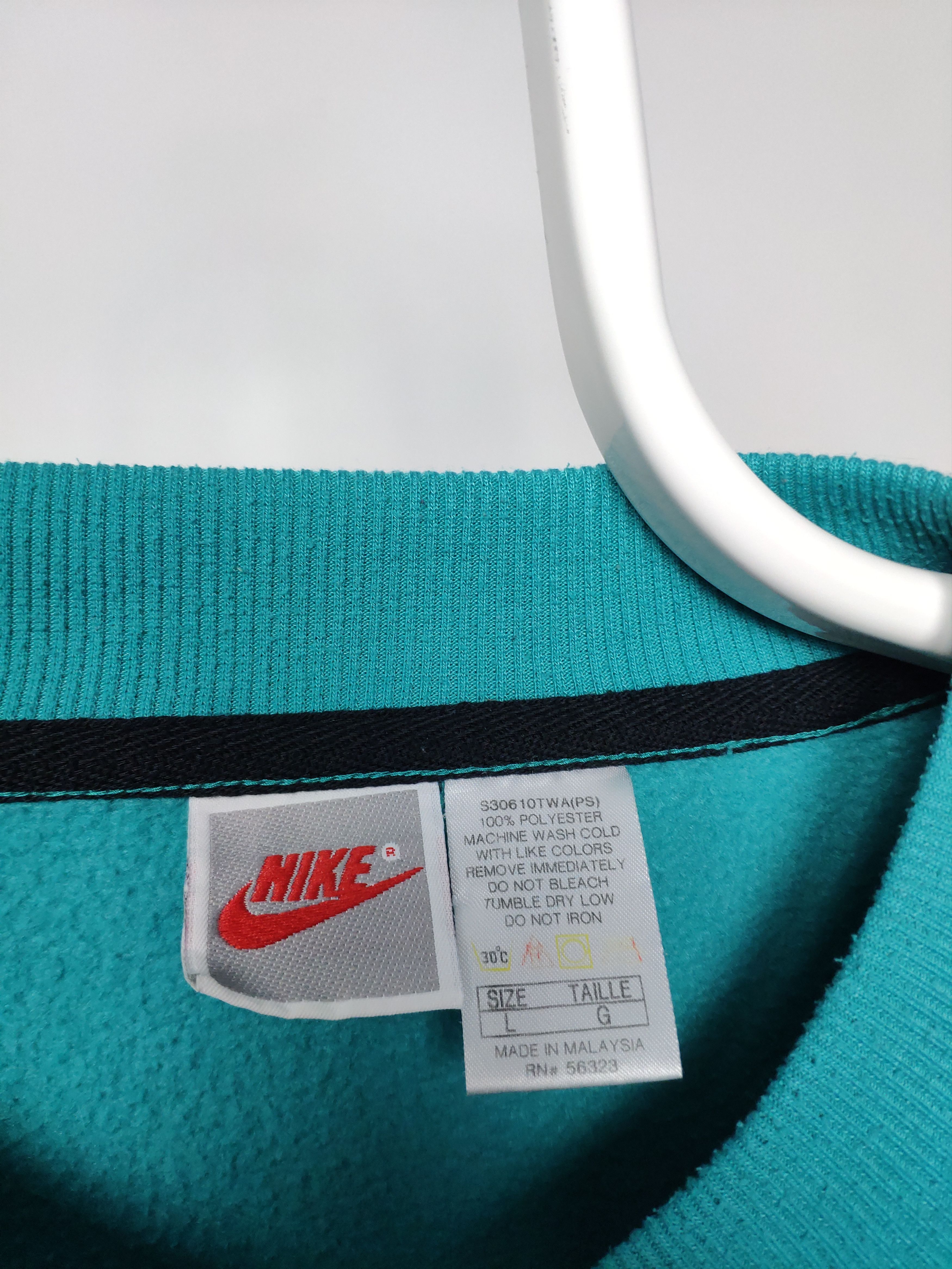 Nike × Vintage Nike FIT vintage vneck fleece sweatshirt green 80s 90s RARE Size US L / EU 52-54 / 3 - 3 Thumbnail
