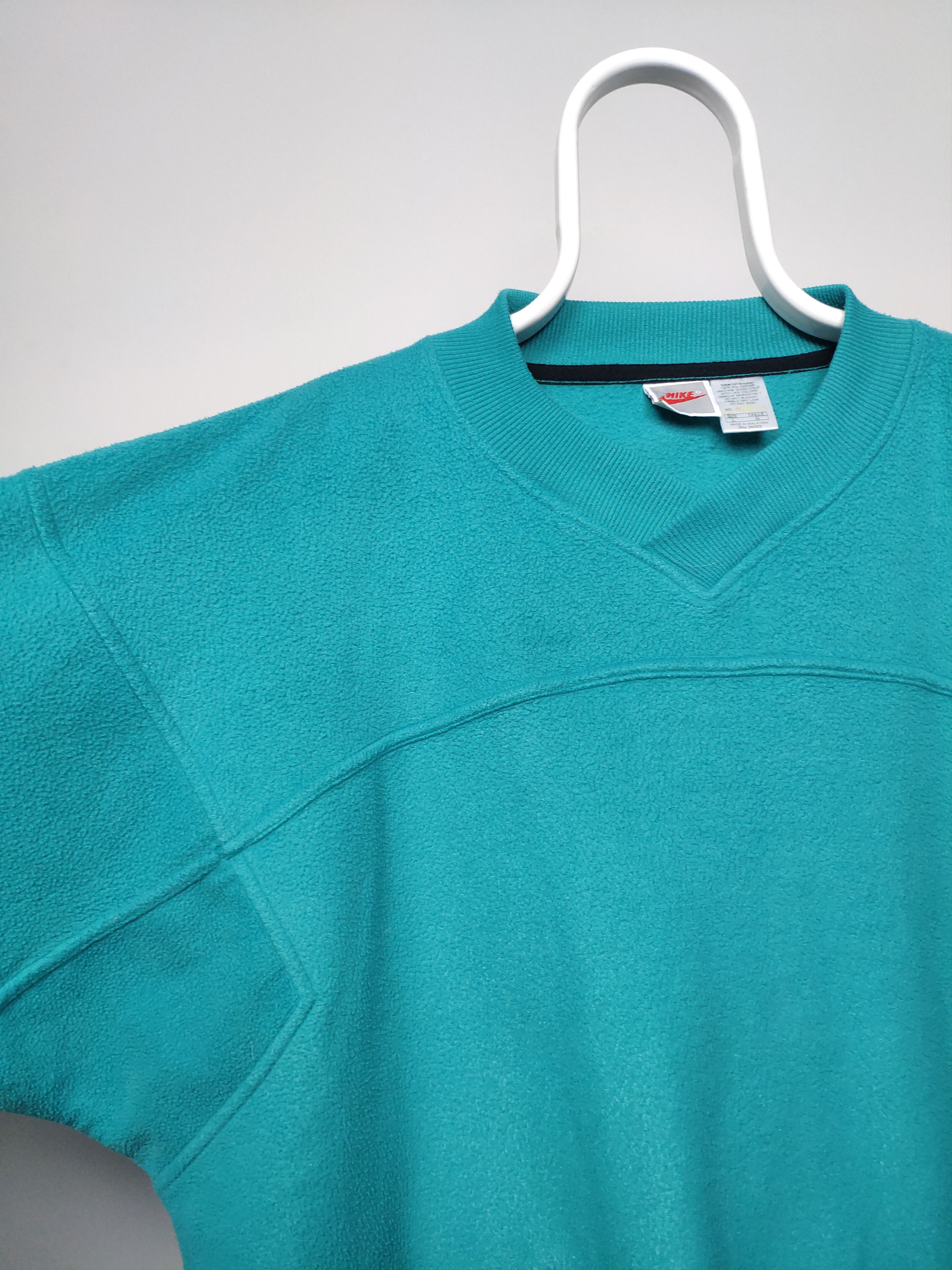 Nike × Vintage Nike FIT vintage vneck fleece sweatshirt green 80s 90s RARE Size US L / EU 52-54 / 3 - 6 Thumbnail
