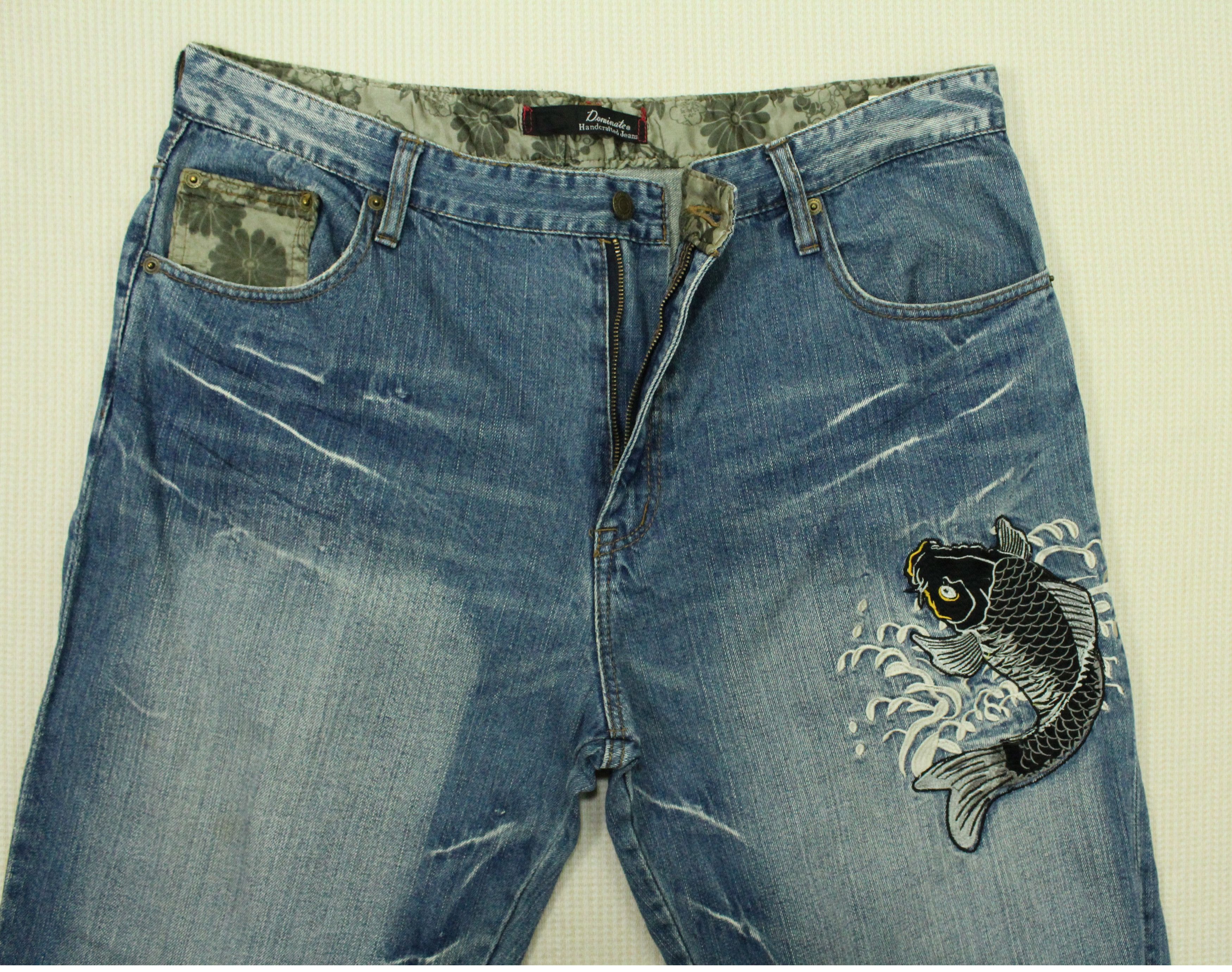 Japanese Brand KOI FISH Denim HANDCRAFTED DENIM Embroidered Multi Pocket Size US 38 / EU 54 - 3 Thumbnail