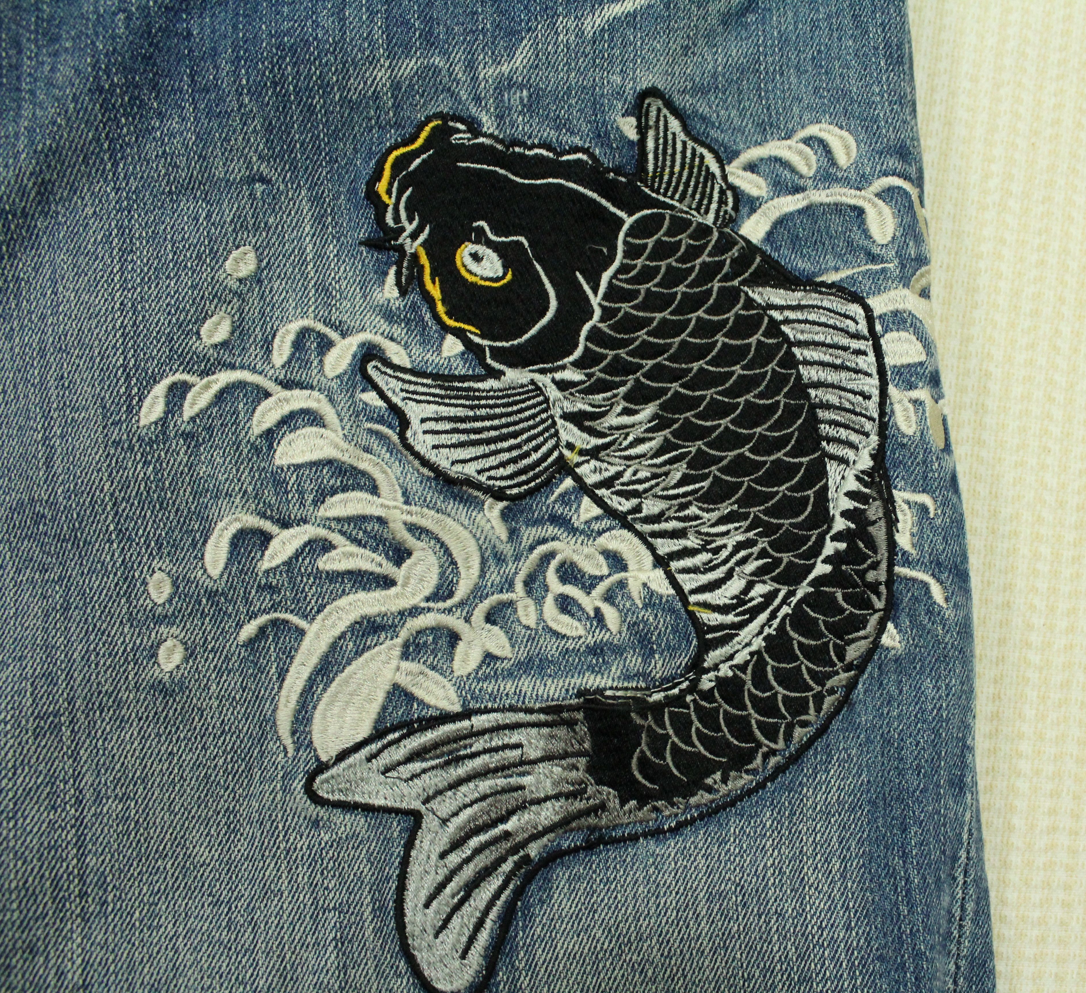 Japanese Brand KOI FISH Denim HANDCRAFTED DENIM Embroidered Multi Pocket Size US 38 / EU 54 - 4 Thumbnail