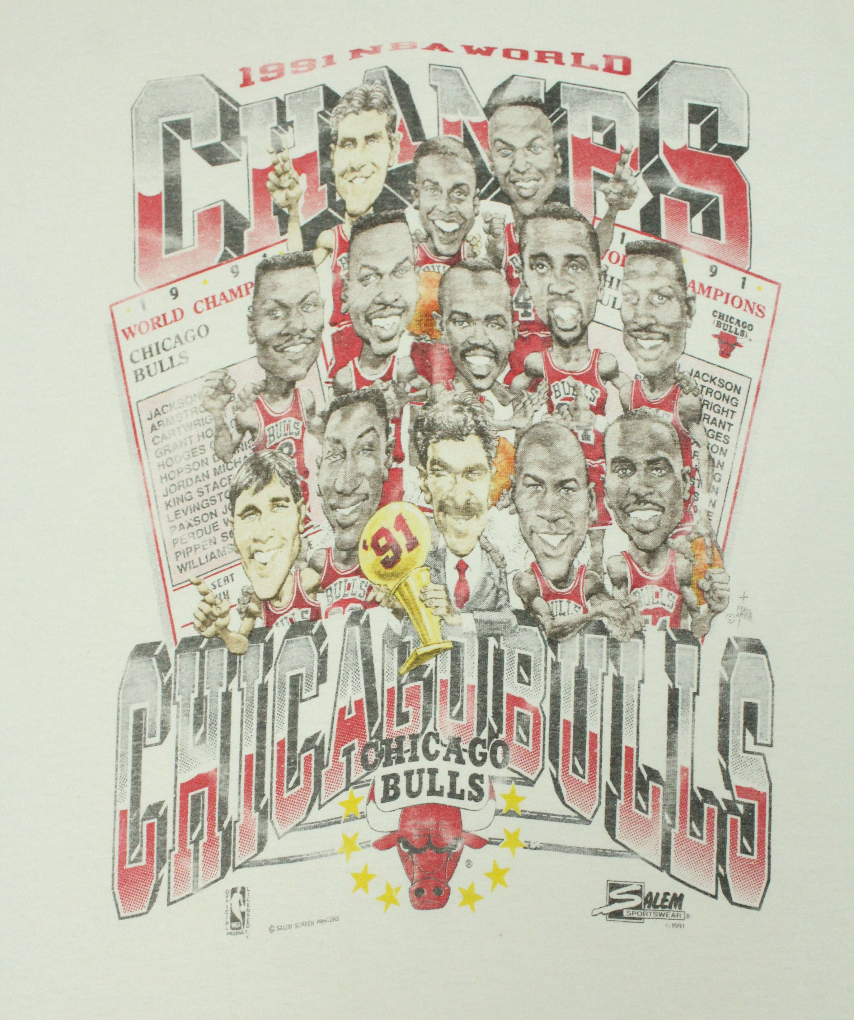 NBA × Vintage Vintage CHICAGO BULLS T Shirt CHAMPS 1991 Size US L / EU 52-54 / 3 - 4 Thumbnail