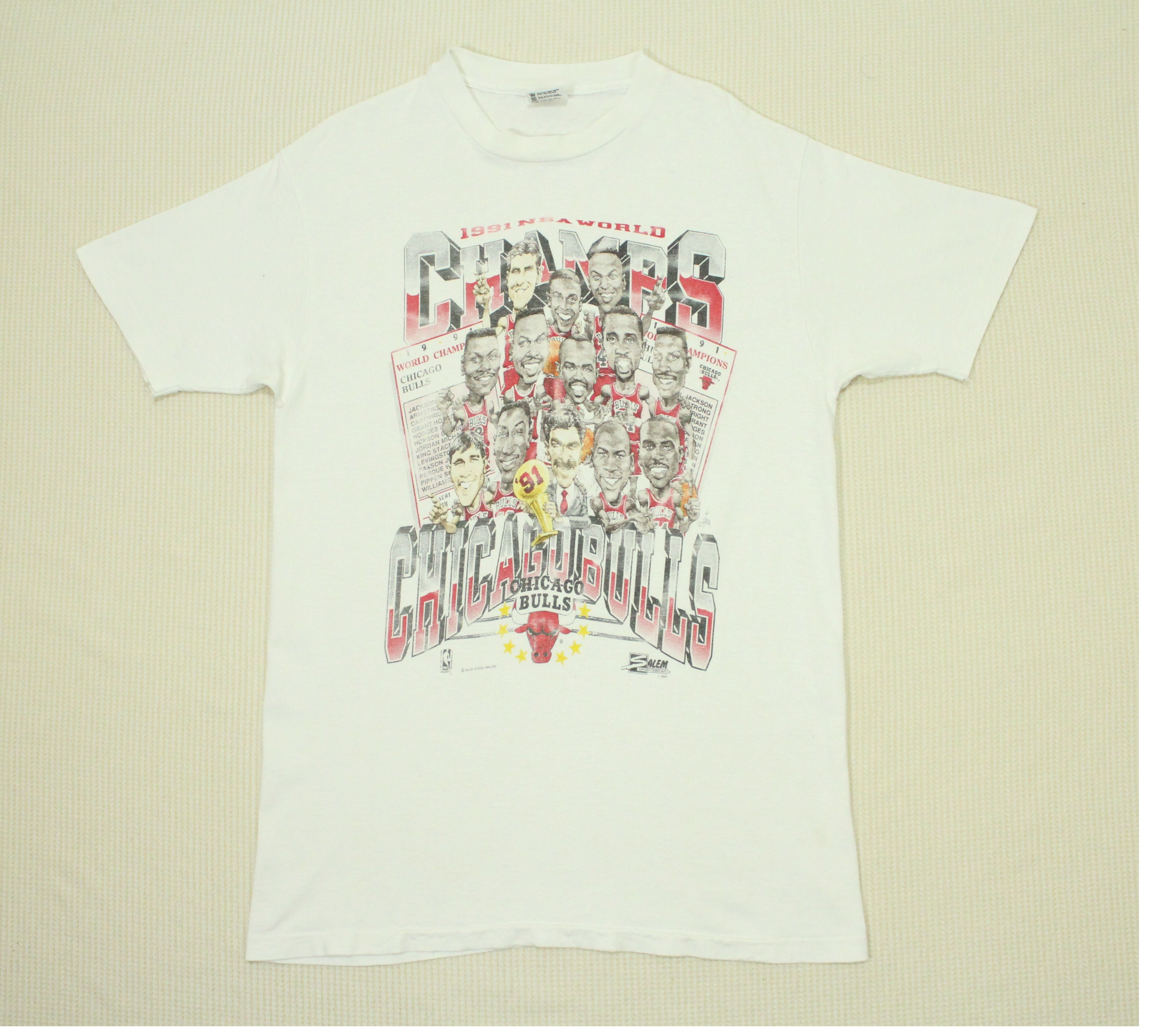 NBA × Vintage Vintage CHICAGO BULLS T Shirt CHAMPS 1991 Size US L / EU 52-54 / 3 - 3 Thumbnail