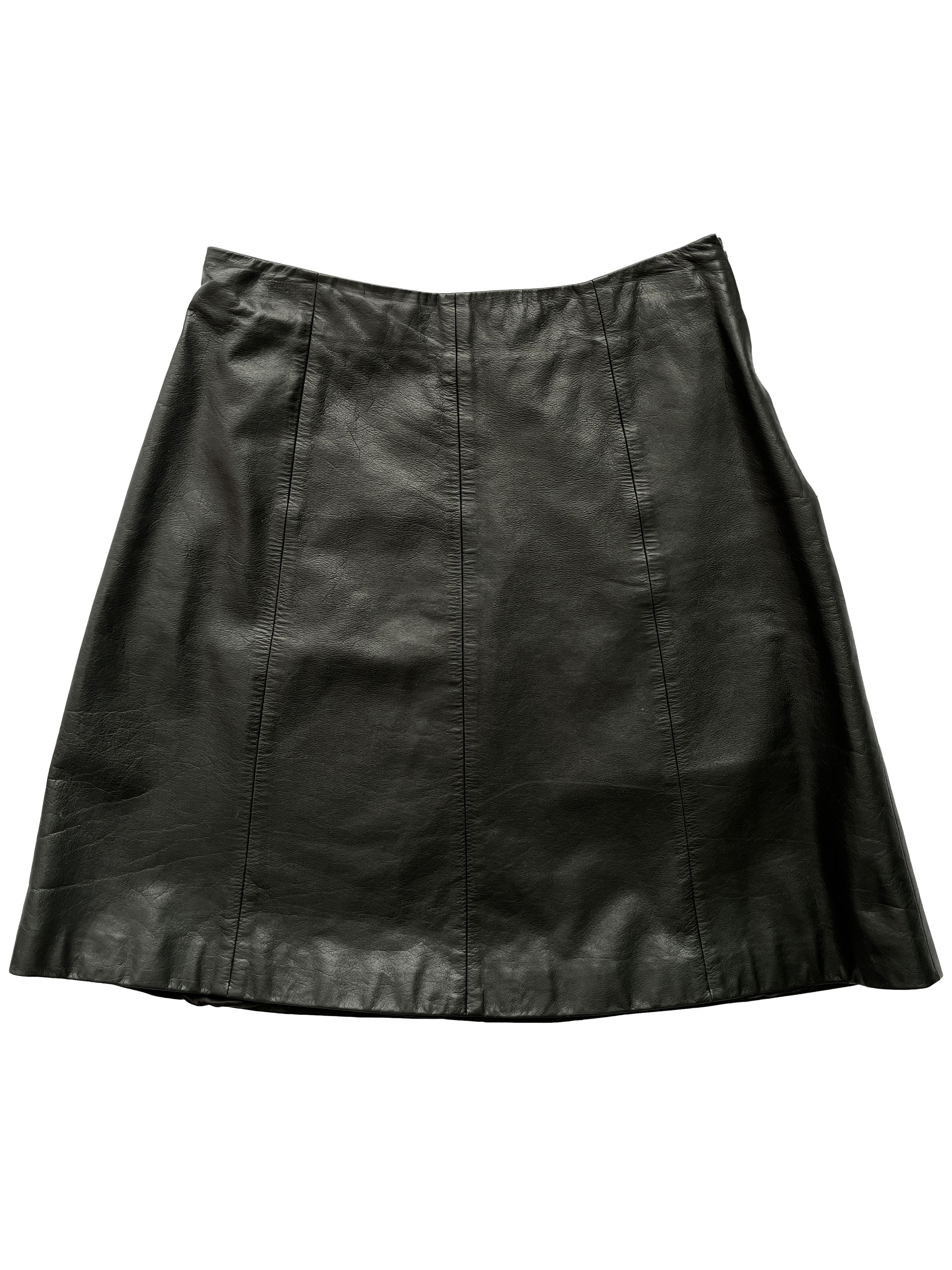 image of Raf Simons x Ruffo Research ruffo Research Black Leather A-Line Mini Skirt, Women's (Size 26)