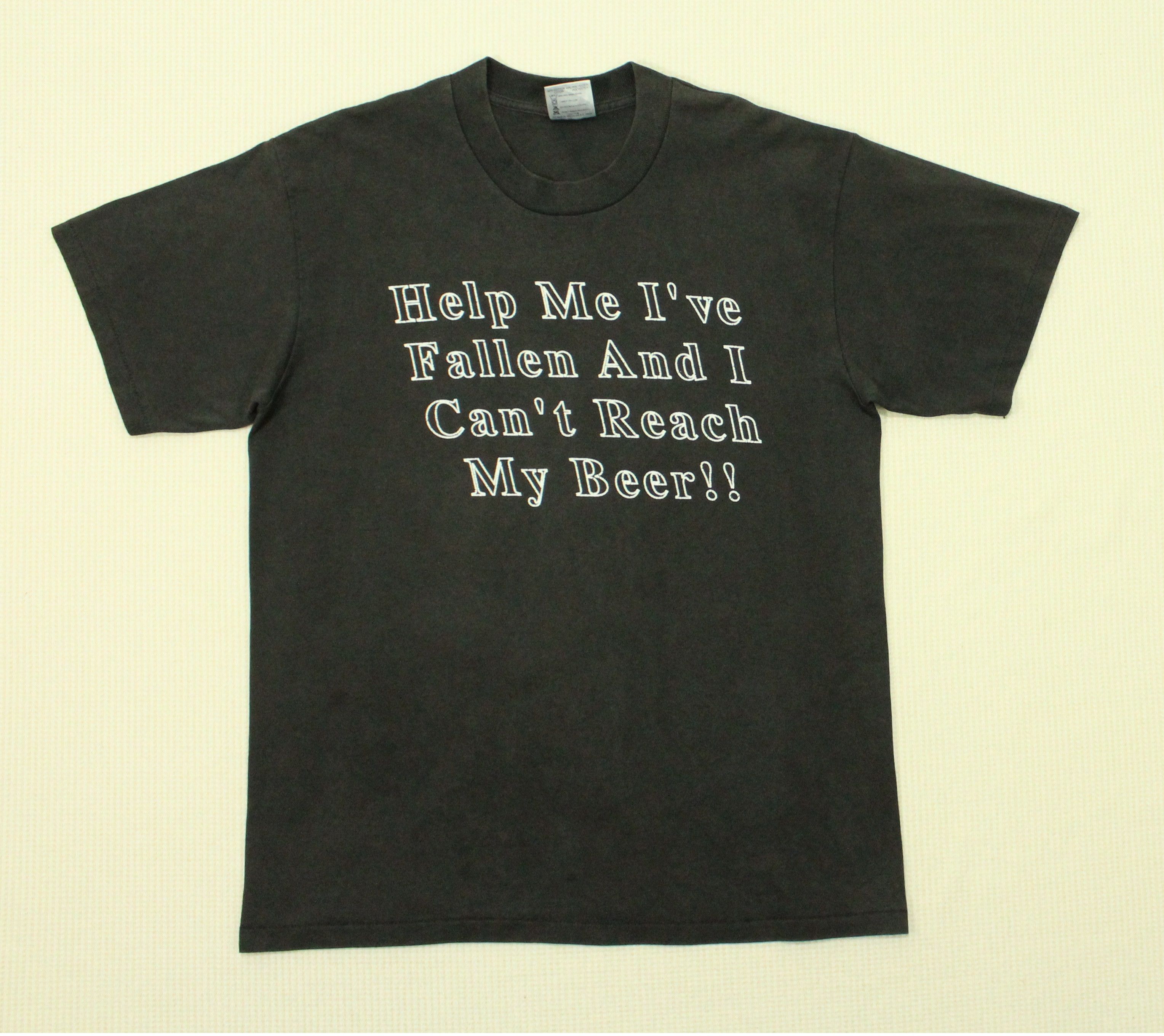 Vintage Vintage 80s 90s DRUNK T Shirt Drunken Beer Faded Black Size US XL / EU 56 / 4 - 3 Thumbnail