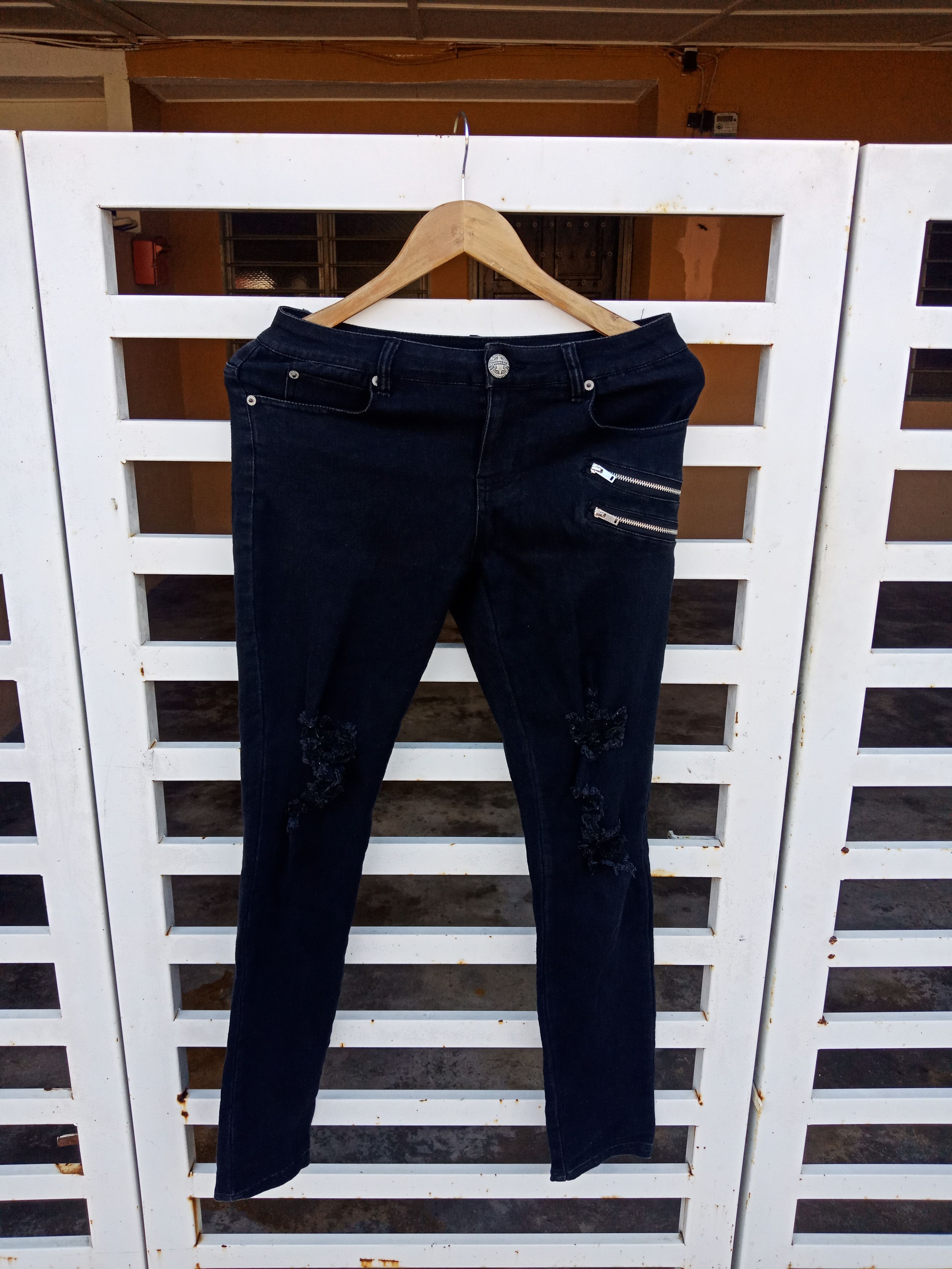 image of Kmrii x Seditionaries Dig Deep Black Label Distressed Zippers Bondage Pants, Men's (Size 30)