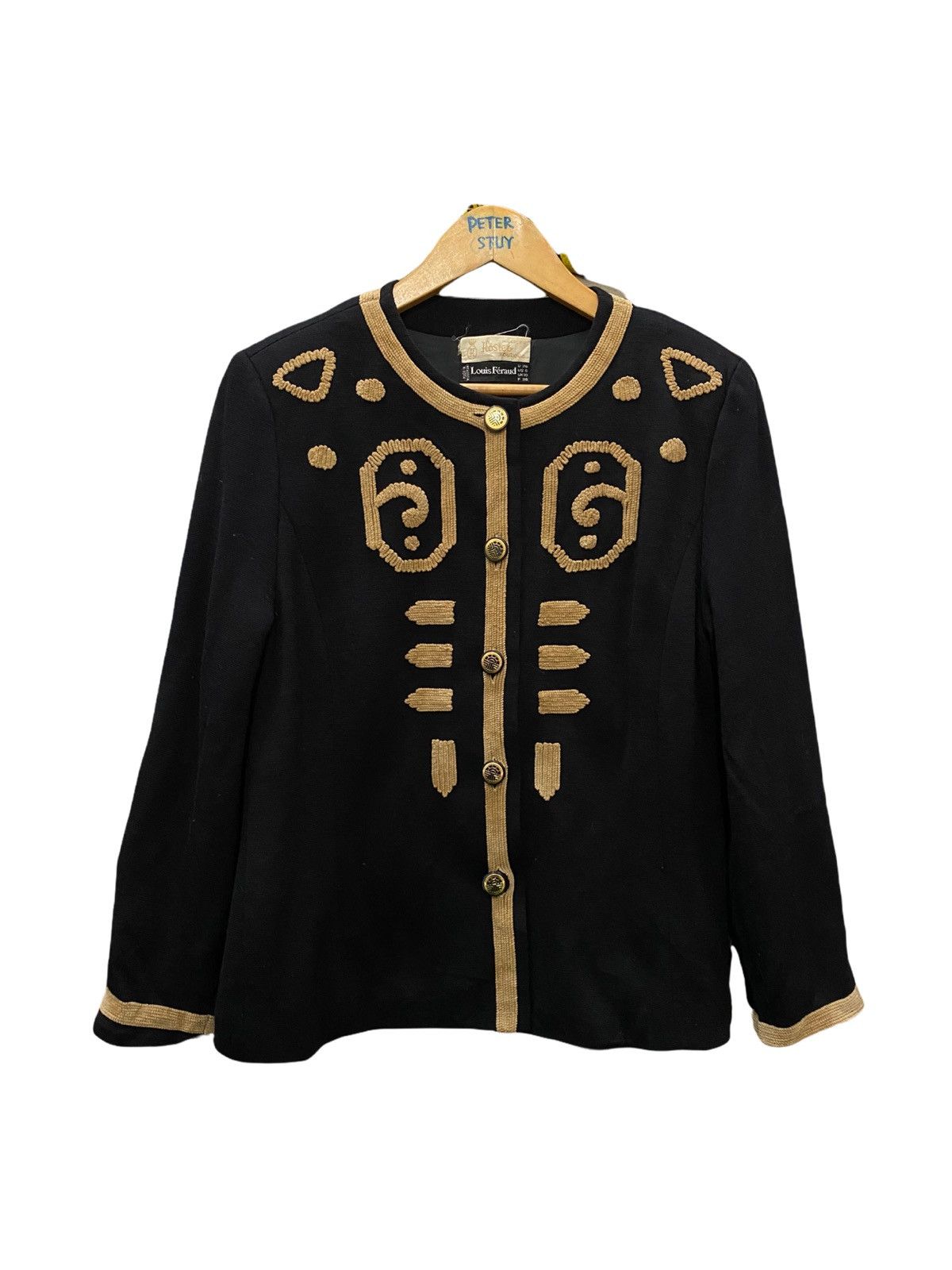 image of Vintage Louis Feraud West Germany Egypt Design Jacket in Black, Men's (Size Medium)