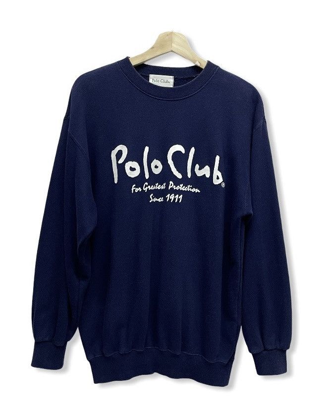 image of Beverly Hills Polo Club x Vintage 90’S Polo Club Big Spell Out Crewneck Sweater in Navy (Size Mediu