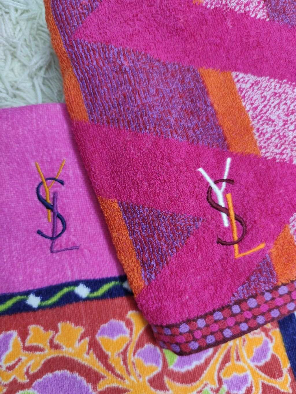 2 New Vintage YSL Yves Saint deals Laurent Pink bath towels