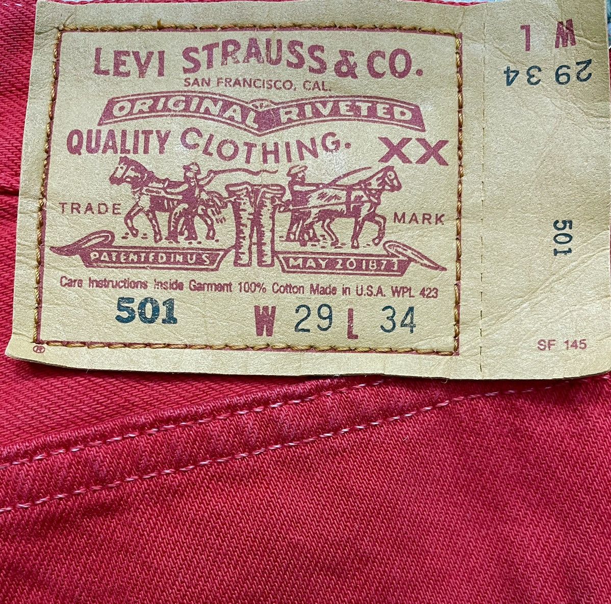 Levi's Vintage Clothing RARE! Hot Red 90’s LEVI’S 501 Made in USA Size US 28 / EU 44 - 8 Thumbnail