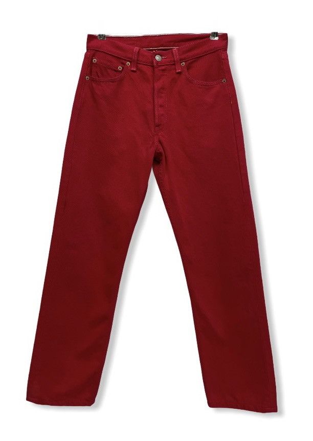 Levi's Vintage Clothing RARE! Hot Red 90’s LEVI’S 501 Made in USA Size US 28 / EU 44 - 1 Thumbnail