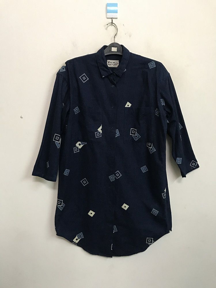 Indigo SASAKURA GENSHO Japan Baggy Tunic Style Indigo Denim Shirt Size US L / EU 52-54 / 3 - 2 Thumbnail
