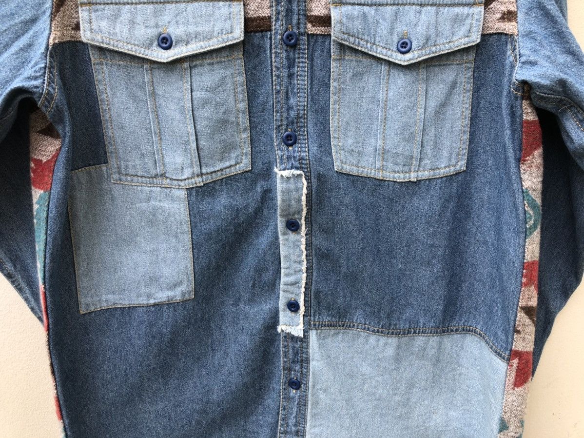 Vintage Japan Brand Titicaca Patchwork Hybrid Navajo Denim Shirt Size US M / EU 48-50 / 2 - 8 Thumbnail