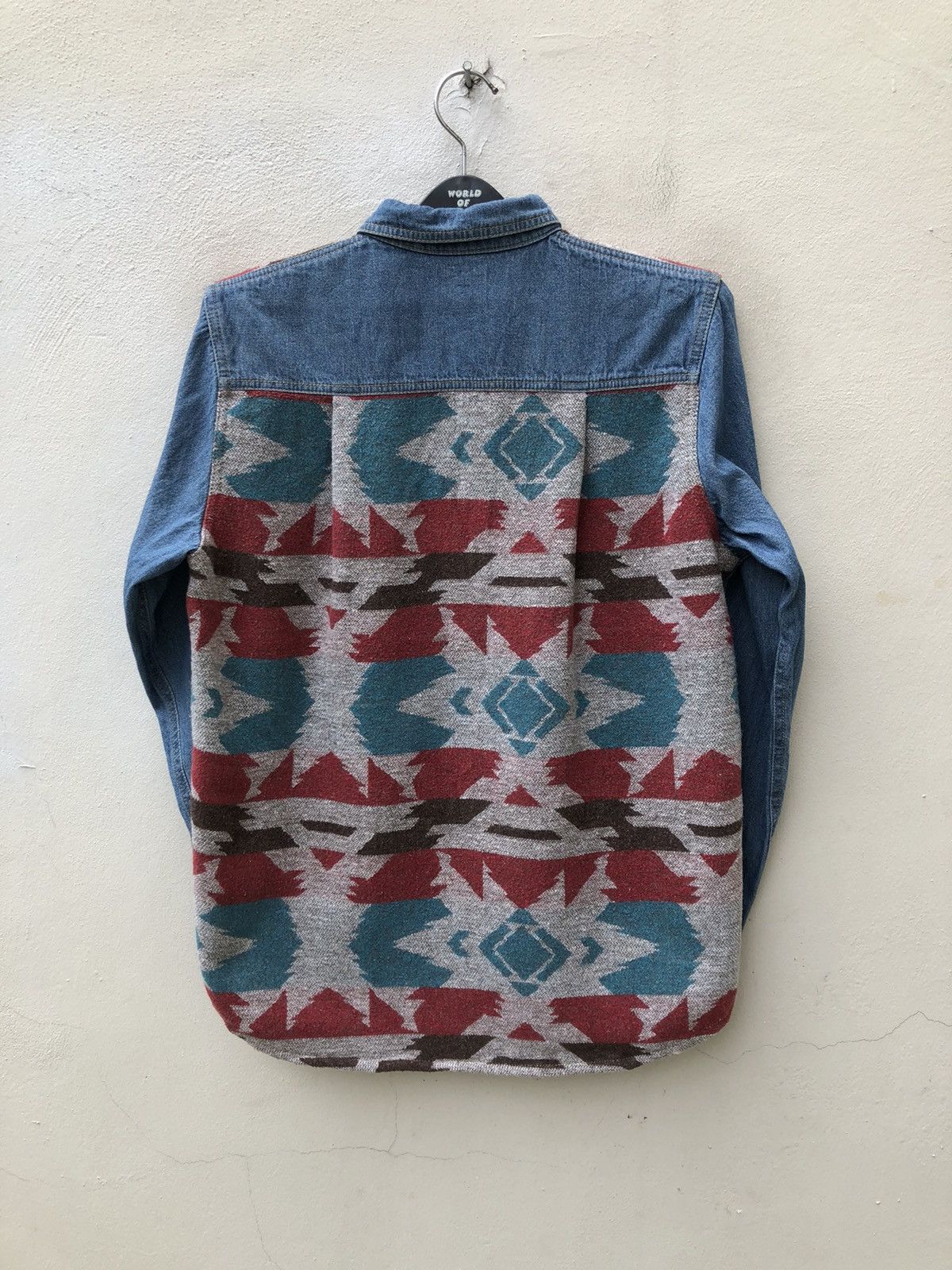 Vintage Japan Brand Titicaca Patchwork Hybrid Navajo Denim Shirt Size US M / EU 48-50 / 2 - 12 Thumbnail