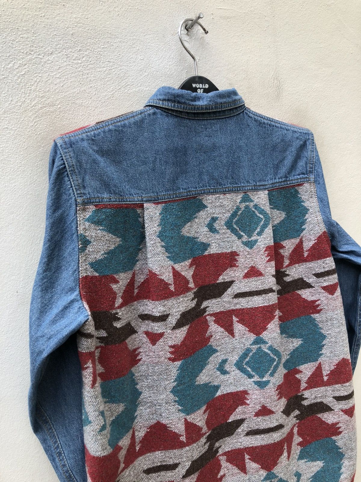 Vintage Japan Brand Titicaca Patchwork Hybrid Navajo Denim Shirt Size US M / EU 48-50 / 2 - 13 Thumbnail