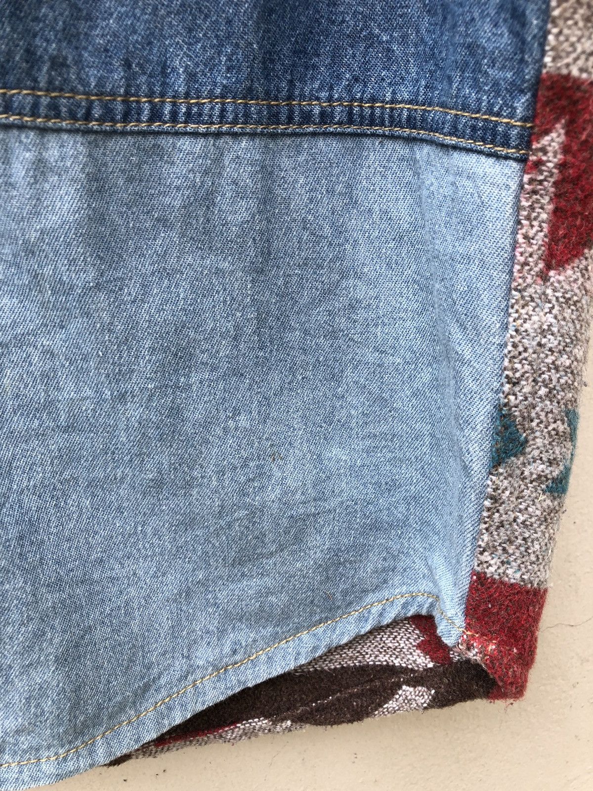 Vintage Japan Brand Titicaca Patchwork Hybrid Navajo Denim Shirt Size US M / EU 48-50 / 2 - 10 Thumbnail