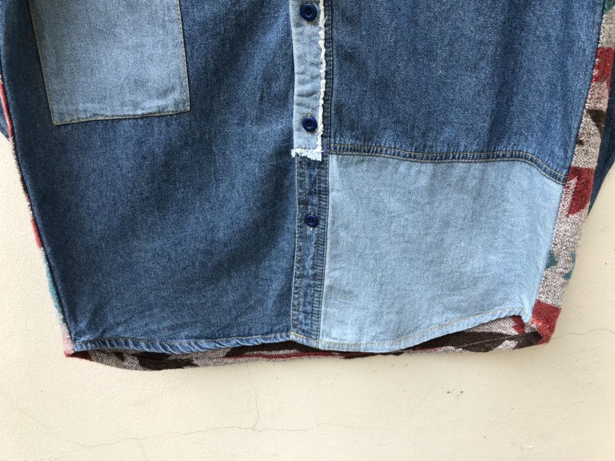 Vintage Japan Brand Titicaca Patchwork Hybrid Navajo Denim Shirt Size US M / EU 48-50 / 2 - 9 Thumbnail