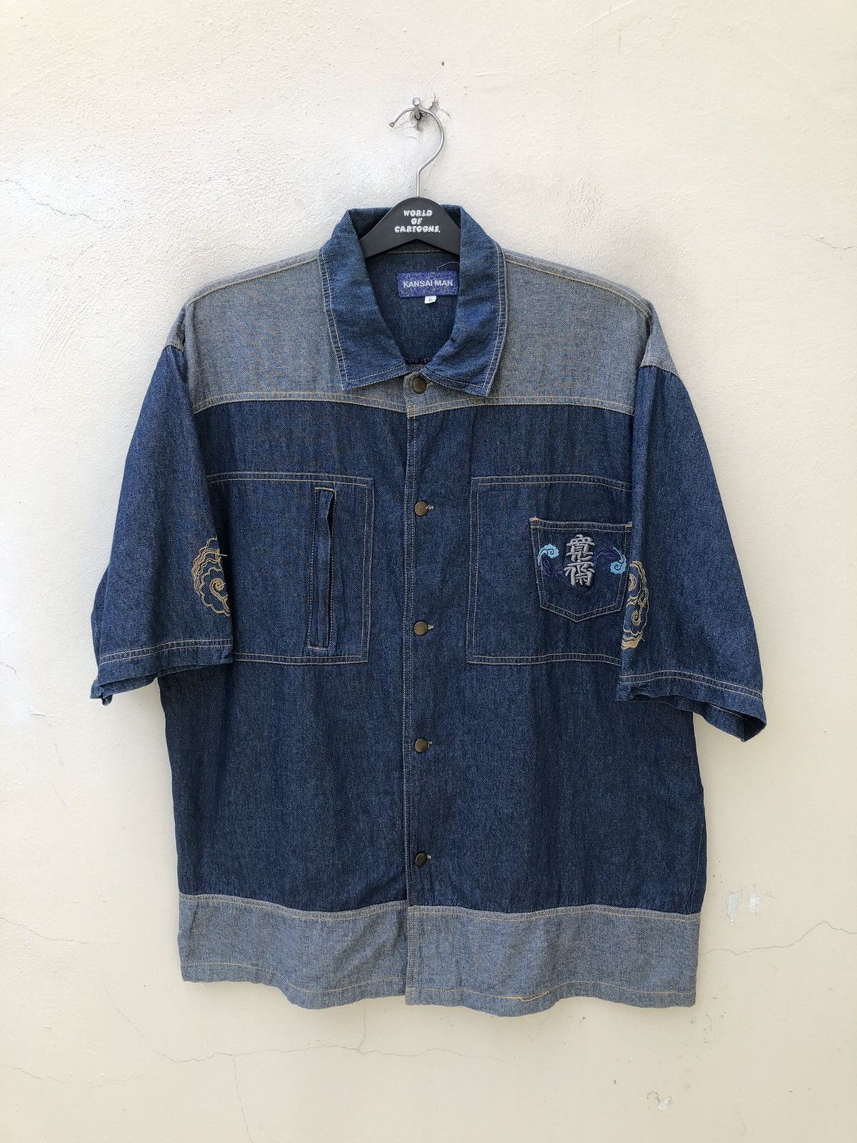 Kansai Yamamoto Vintage Kansai Man Embroidery Denim Shirt Size US L / EU 52-54 / 3 - 7 Thumbnail