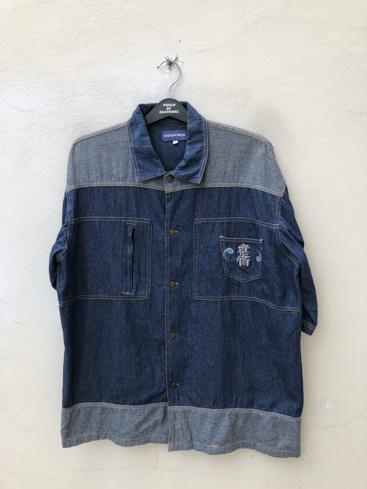 Kansai Yamamoto Vintage Kansai Man Embroidery Denim Shirt Size US L / EU 52-54 / 3 - 9 Thumbnail