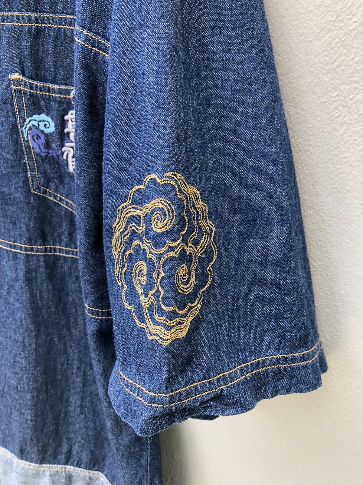 Kansai Yamamoto Vintage Kansai Man Embroidery Denim Shirt Size US L / EU 52-54 / 3 - 14 Thumbnail