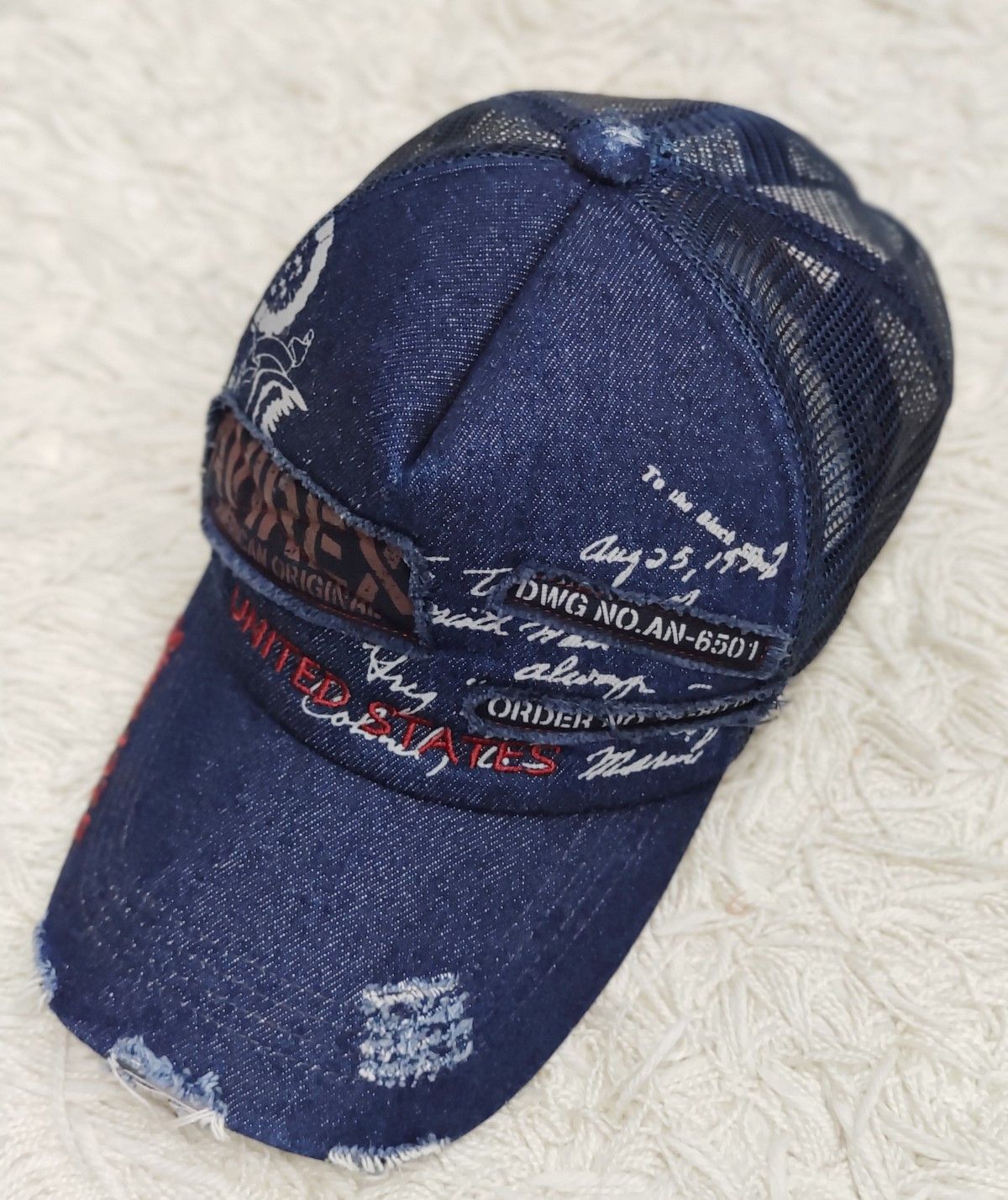Avirex 🔥AVIREX Distressed Denim Trucker Hat Kapital Style Size ONE SIZE - 8 Thumbnail