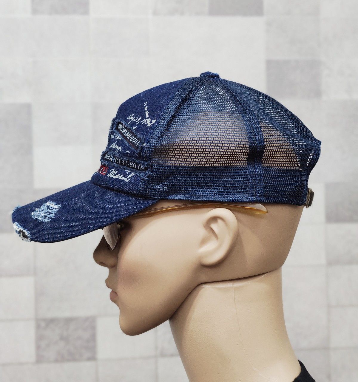 Avirex 🔥AVIREX Distressed Denim Trucker Hat Kapital Style Size ONE SIZE - 4 Thumbnail