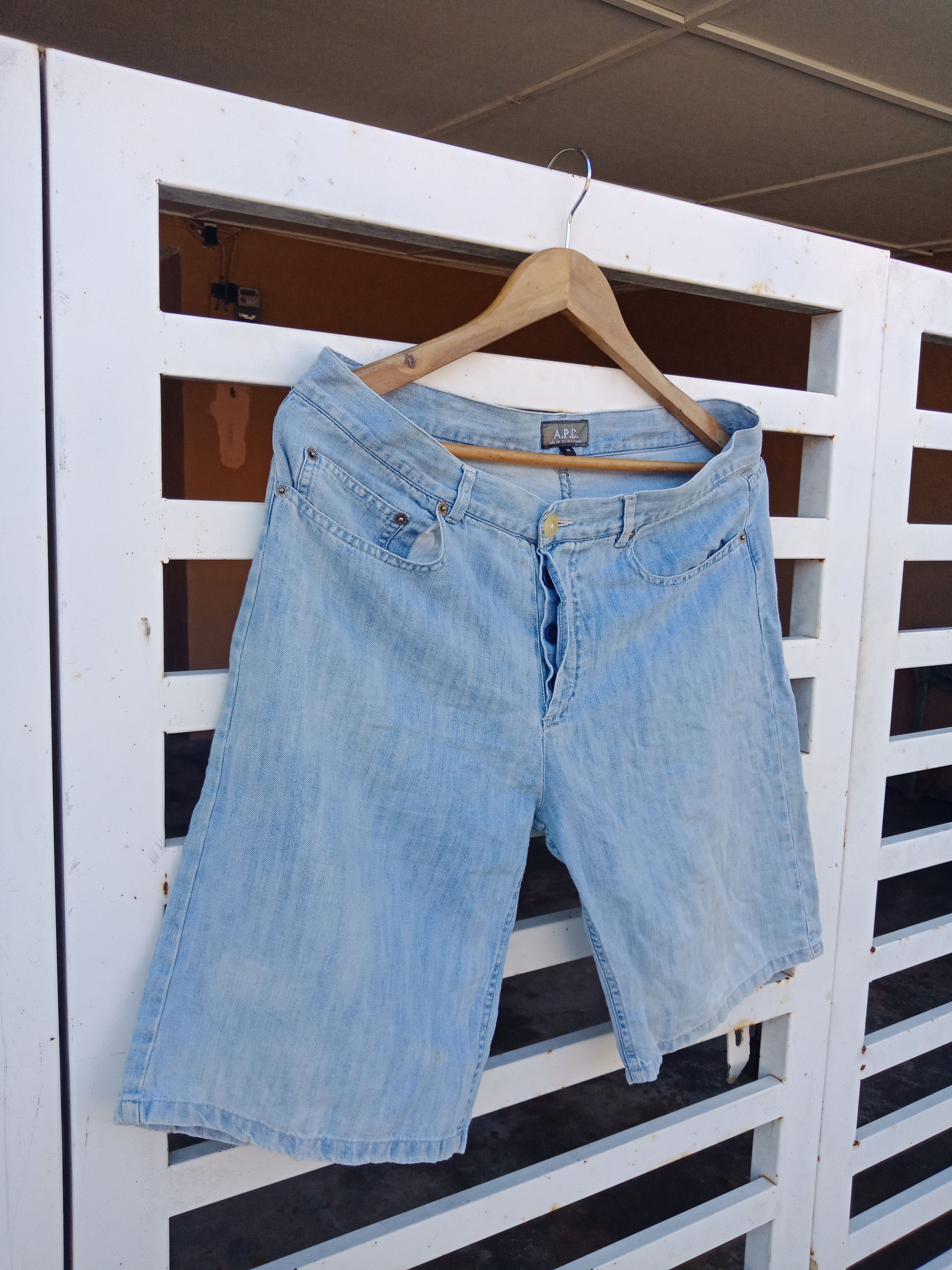 A.P.C. × KMRii × Seditionaries A.P.C Short Blue Denim Pants Size US 34 / EU 50 - 3 Thumbnail