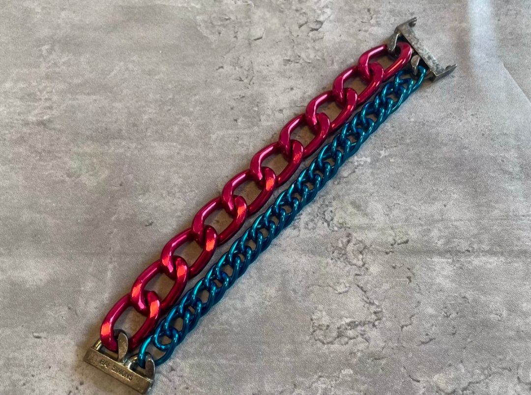 Pre-owned Raf Simons 13ss Double Chains Bracelet In Green Red