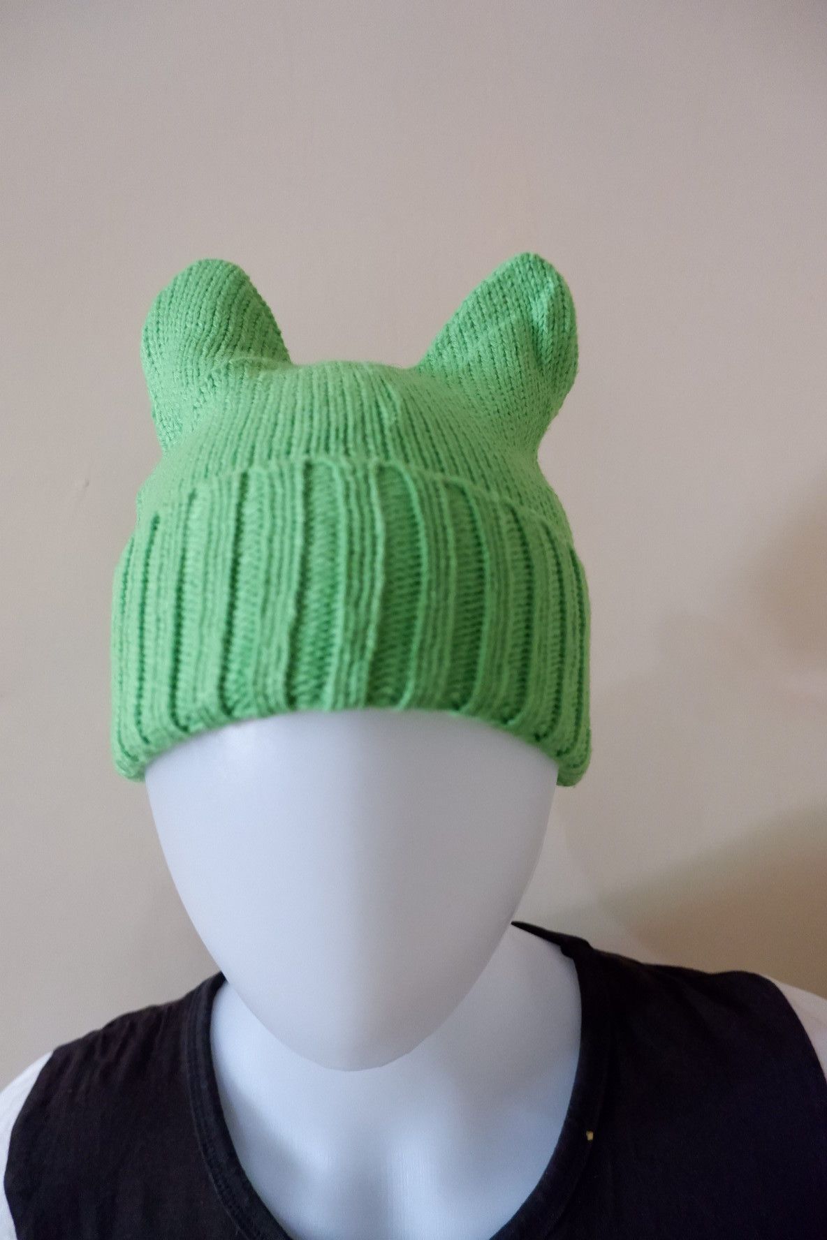image of Vintage Ear Cat Beanie in Green, Men's