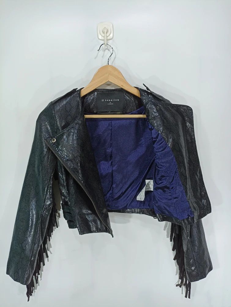 Japanese Brand 12 Tone Row inspired Snake Skin Style Croped Jacket Size S / US 4 / IT 40 - 2 Thumbnail