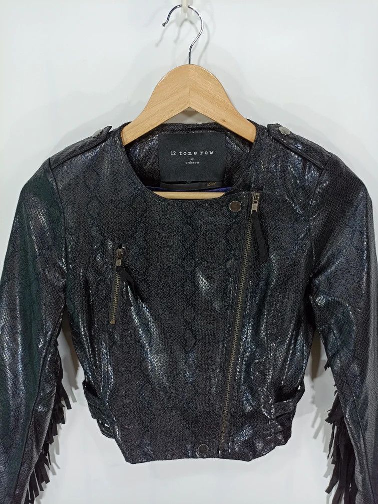 Japanese Brand 12 Tone Row inspired Snake Skin Style Croped Jacket Size S / US 4 / IT 40 - 8 Thumbnail