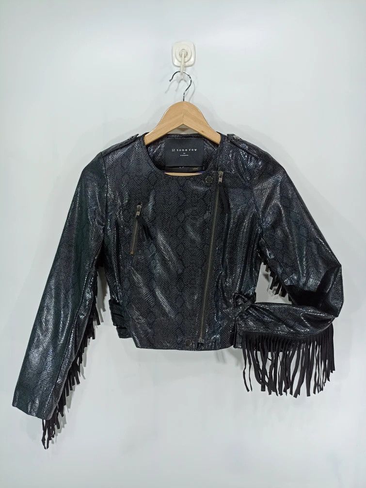Japanese Brand 12 Tone Row inspired Snake Skin Style Croped Jacket Size S / US 4 / IT 40 - 1 Thumbnail