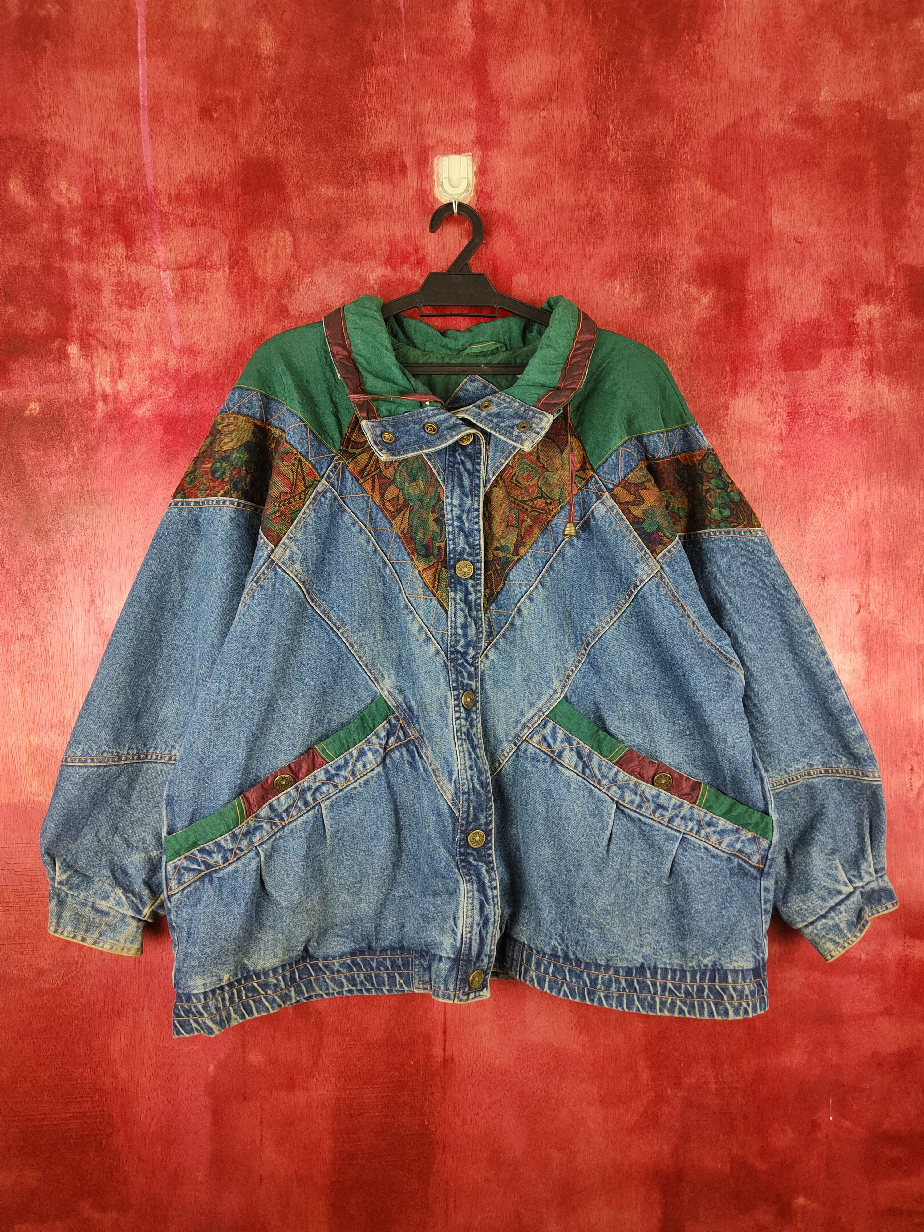 Vintage Current Seen art Blue Denim Jacket vintage #5547DLAS Size US XL / EU 56 / 4 - 1 Thumbnail