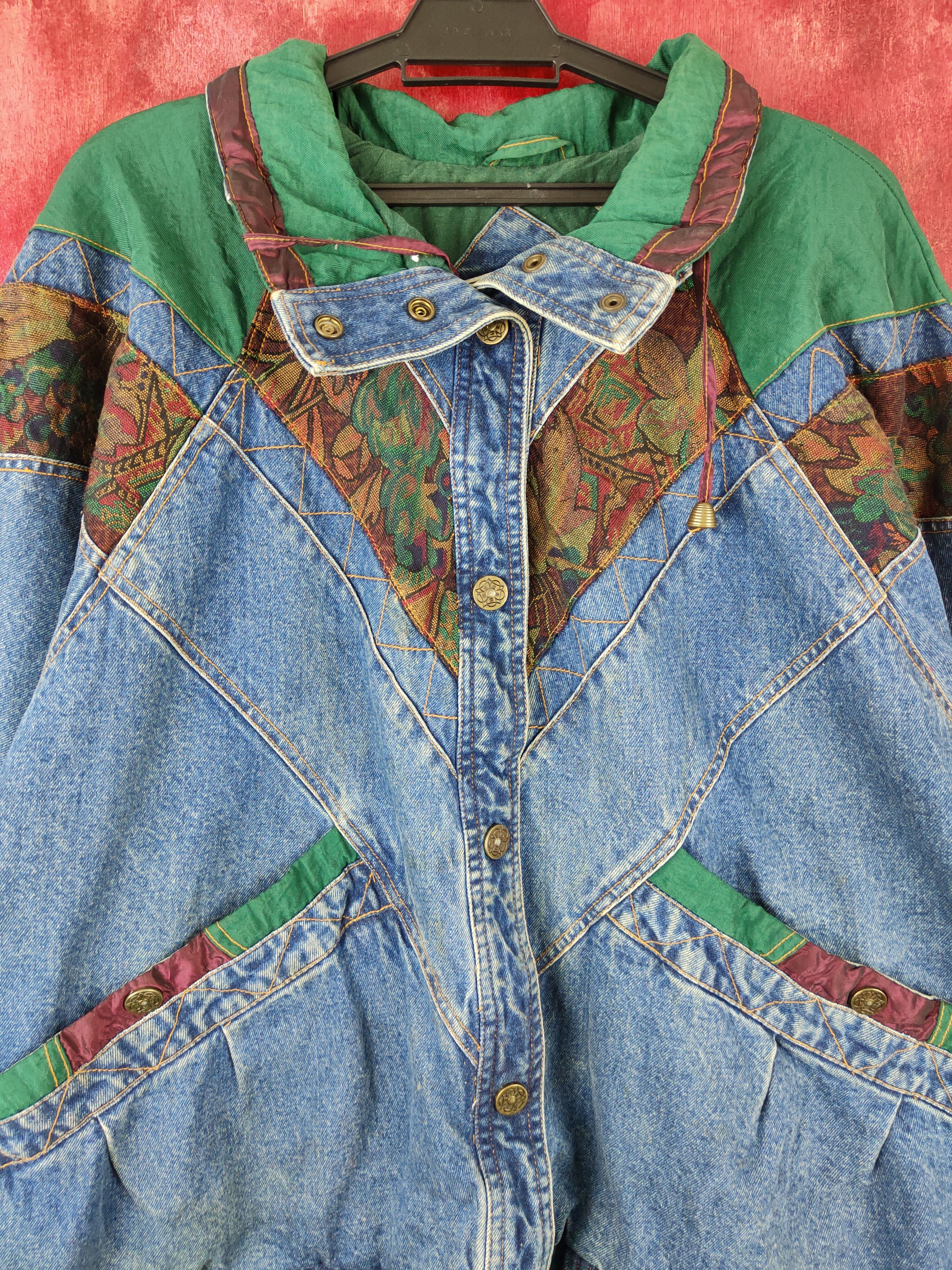 Vintage Current Seen art Blue Denim Jacket vintage #5547DLAS Size US XL / EU 56 / 4 - 2 Thumbnail