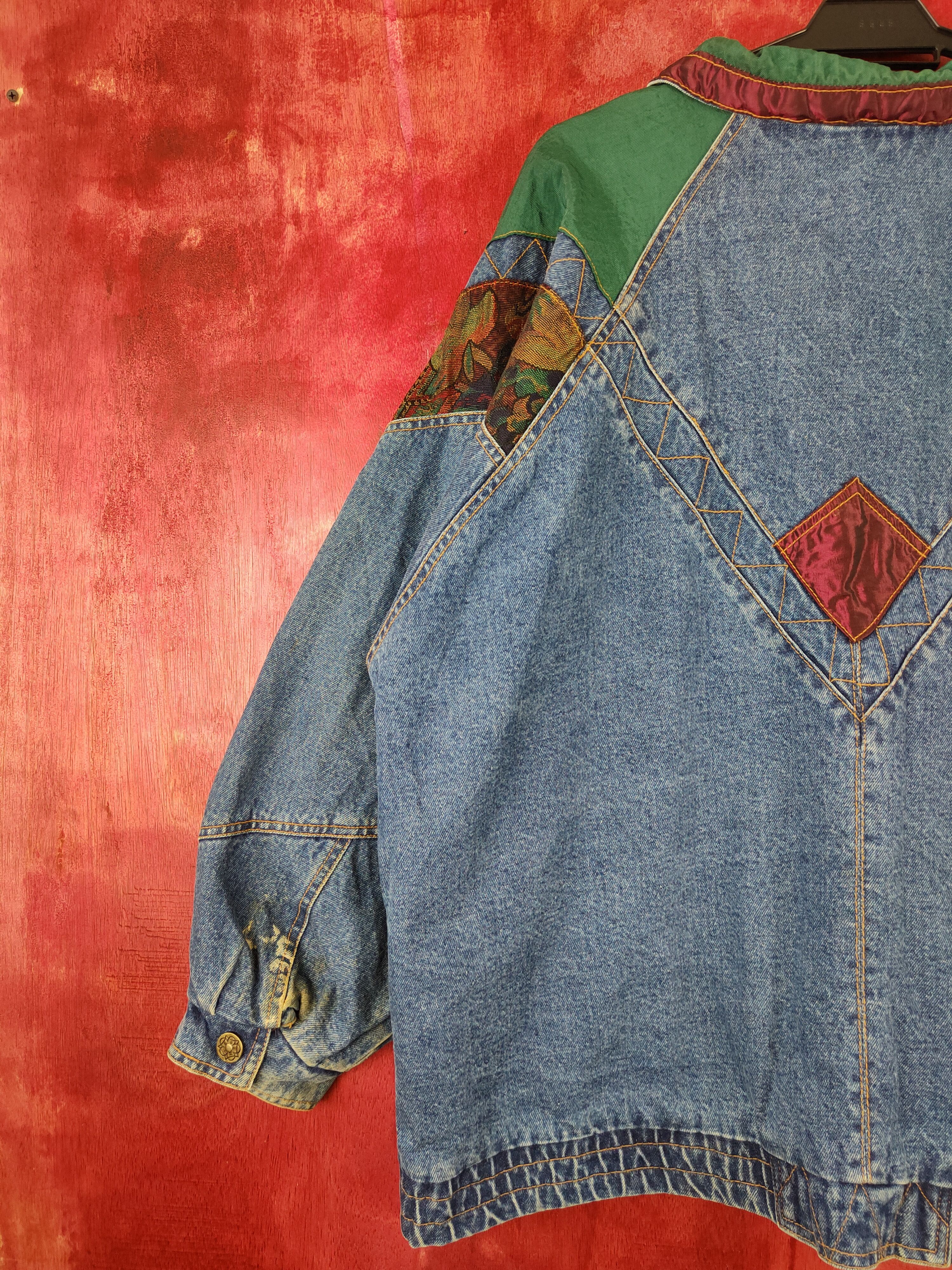 Vintage Current Seen art Blue Denim Jacket vintage #5547DLAS Size US XL / EU 56 / 4 - 8 Thumbnail