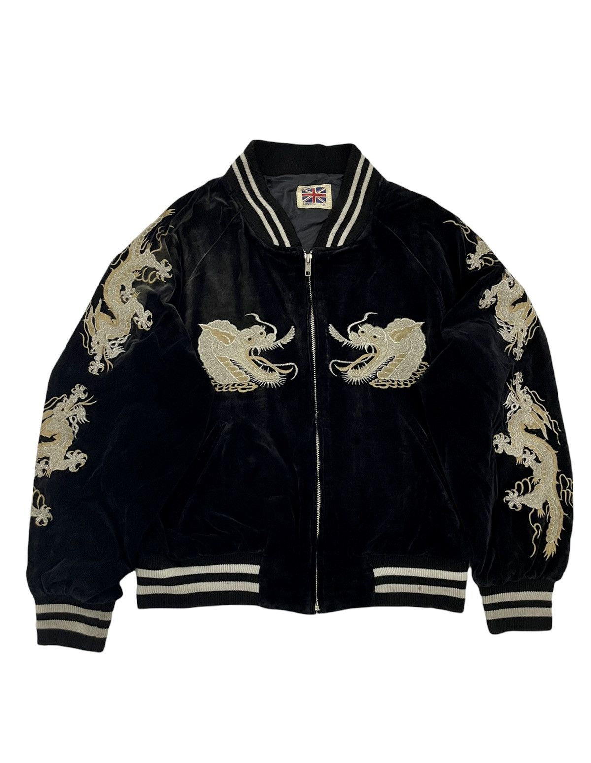 Japanese Brand Vintage Sukajan Dragon Velvet Bomber Jacket Size US S / EU 44-46 / 1 - 2 Thumbnail