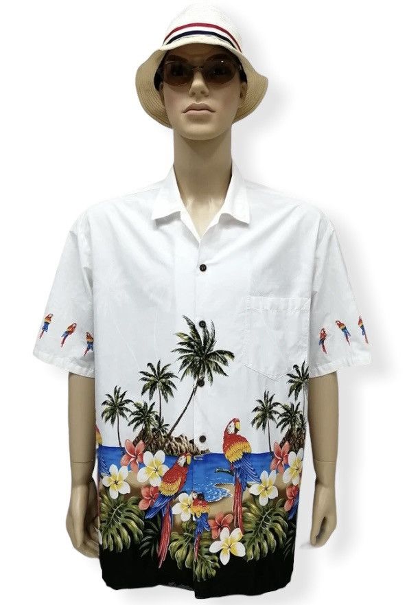 image of Hawaiian Shirt x Pacific Legend Bestoffer!!vintage Hawaiian Birds Shirt Made In Hawaii in White (Si