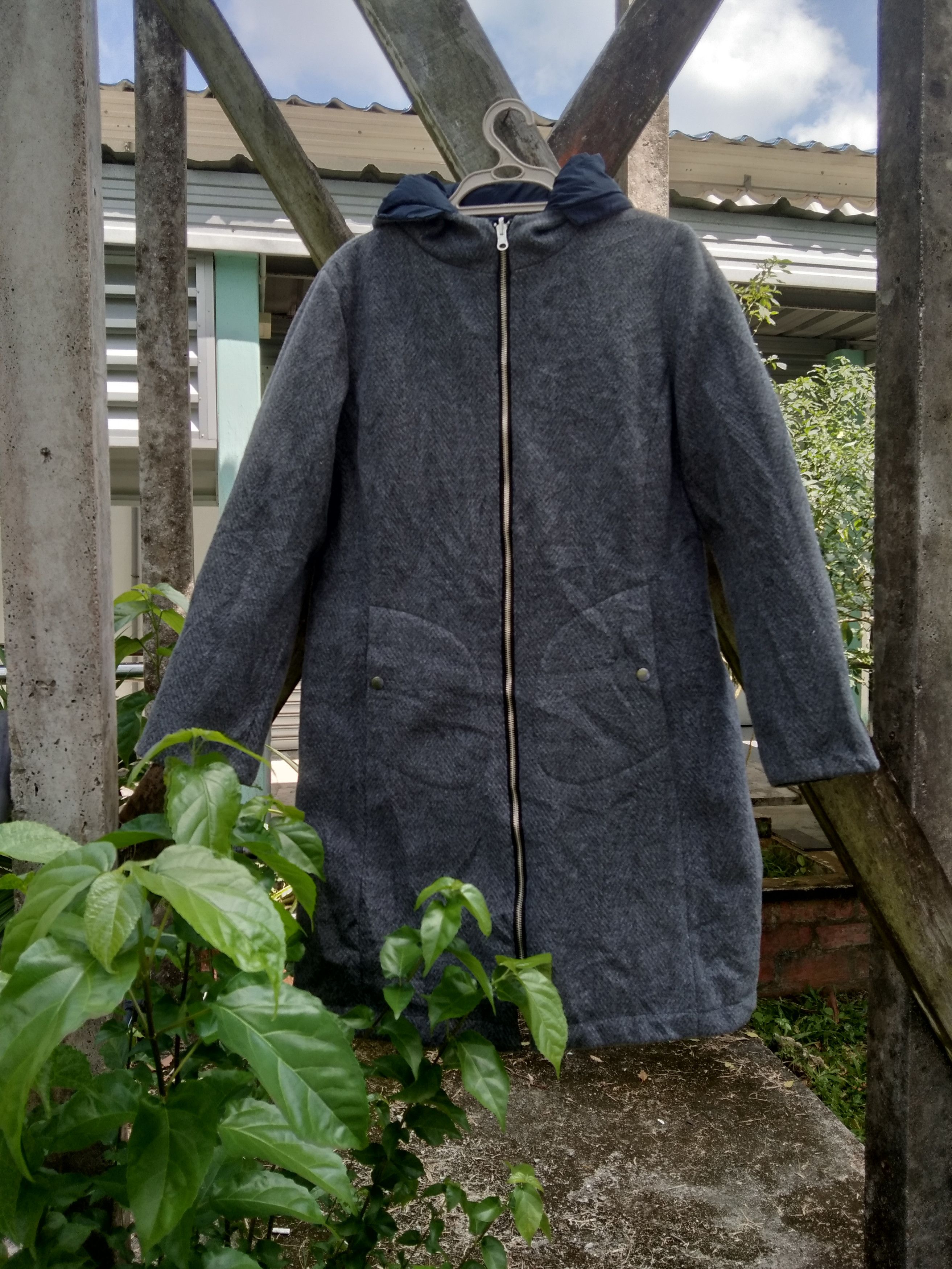 Japanese Brand REVERSIBLE HOODIE LONG JACKET DUO FUNCTION Size US S / EU 44-46 / 1 - 6 Thumbnail