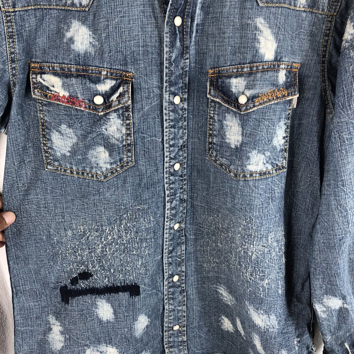 Designer × Japanese Brand 🔥FLASH REPORT BORO DYED SHIRT SNAP BUTTON Size US S / EU 44-46 / 1 - 6 Thumbnail