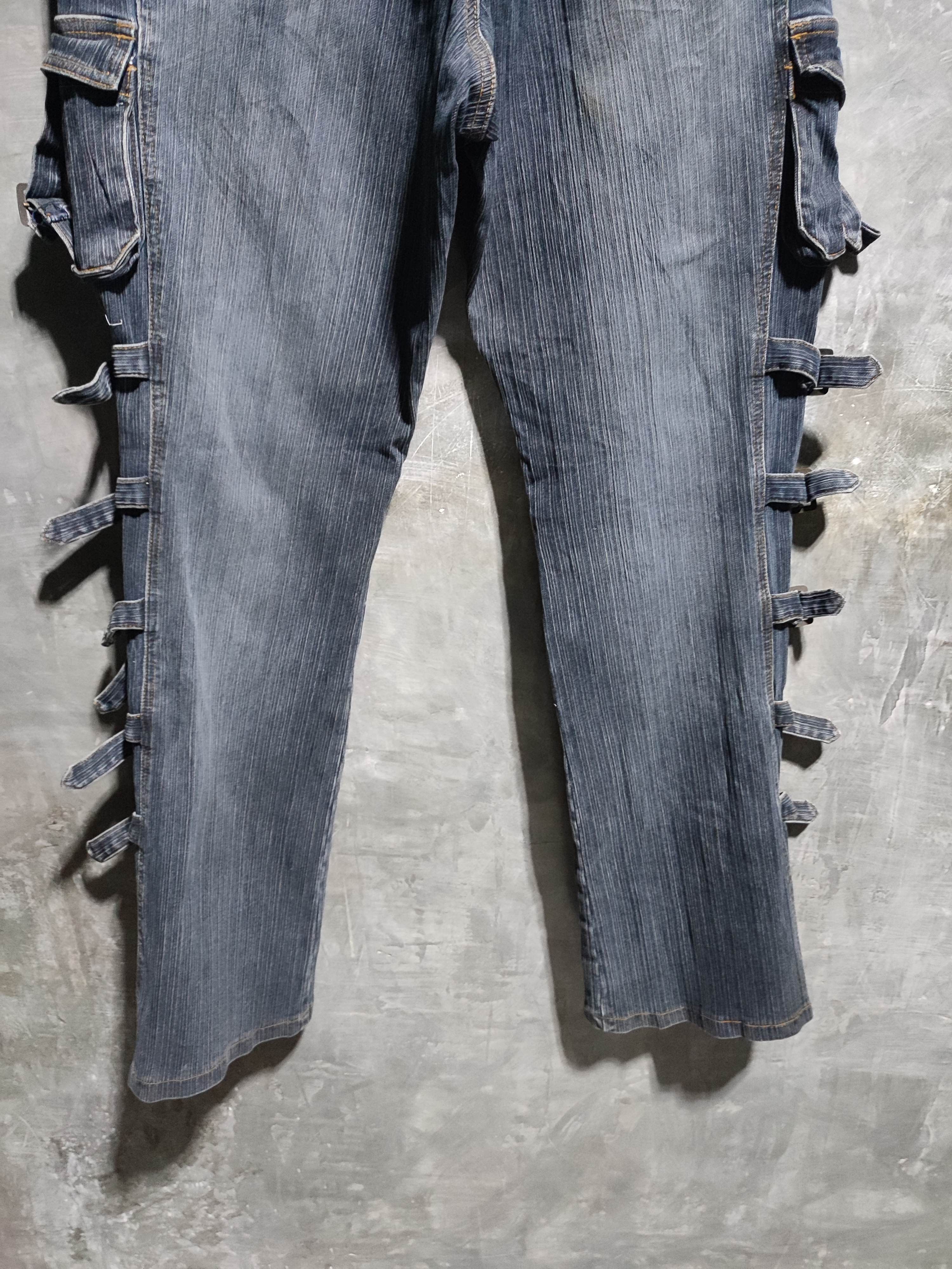Designer 🔥Apollo MultiStrap Design Cargo Flared Bondage Punk Jeans Size US 33 - 13 Thumbnail