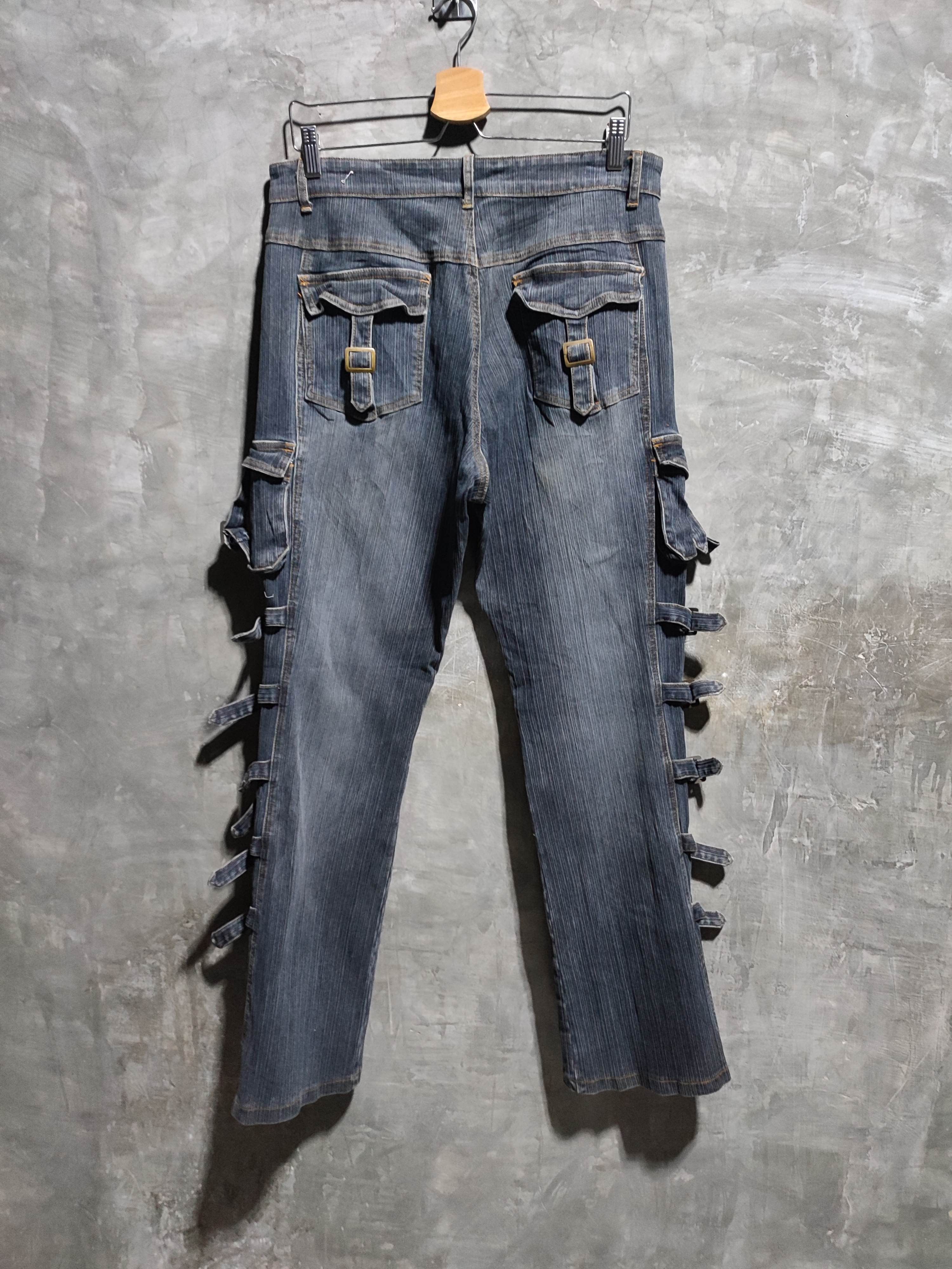Designer 🔥Apollo MultiStrap Design Cargo Flared Bondage Punk Jeans Size US 33 - 11 Thumbnail