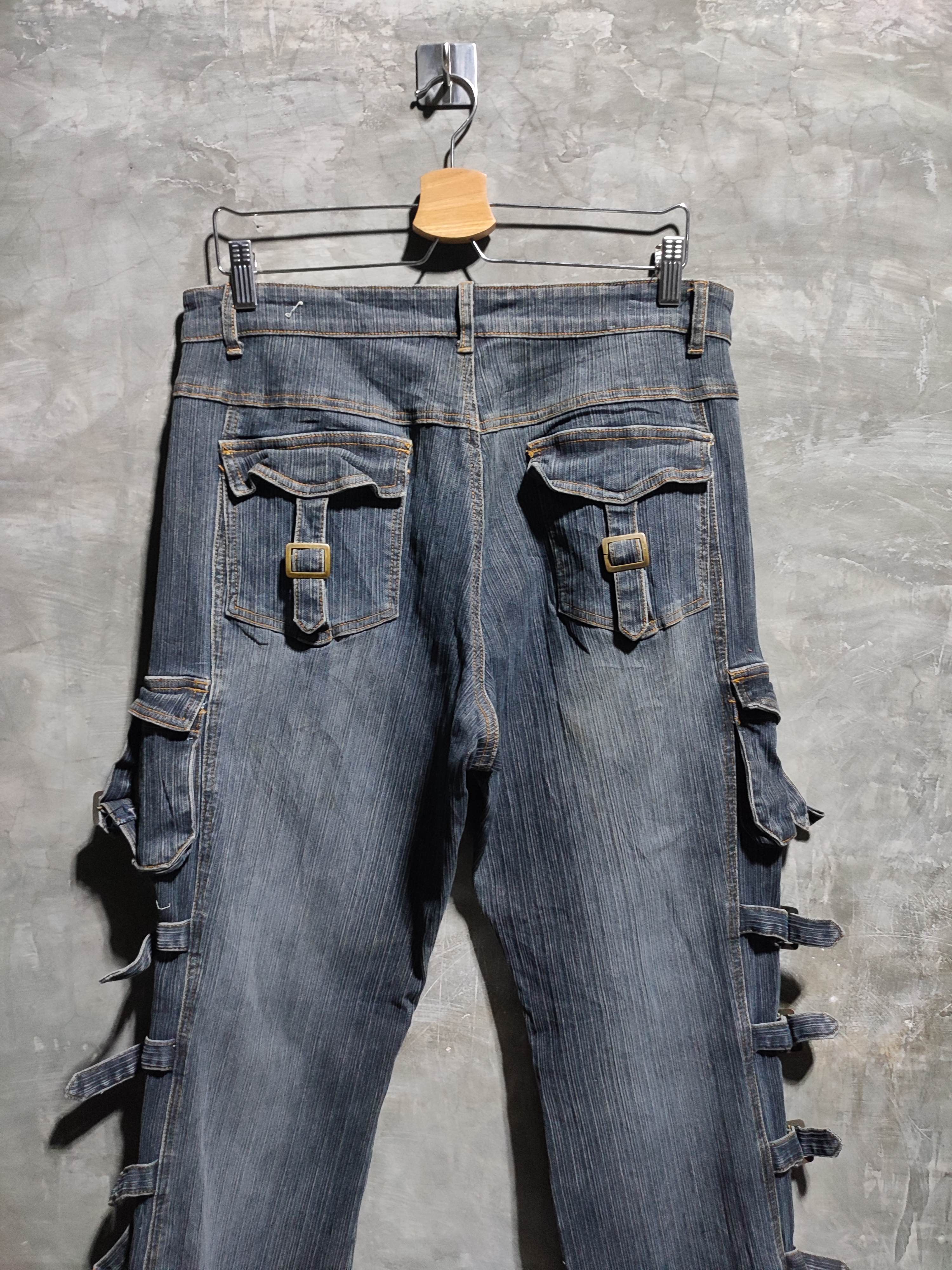 Designer 🔥Apollo MultiStrap Design Cargo Flared Bondage Punk Jeans Size US 33 - 12 Thumbnail